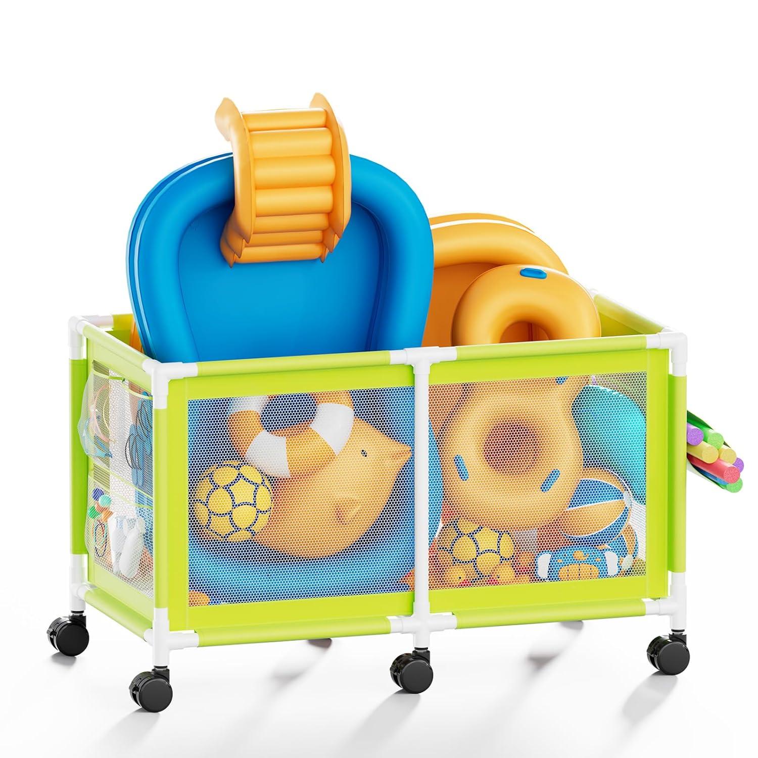 Rebrilliant 007D93BB8F684D4CA4067711D7E12131 Extra Large Pool Storage Bin, 235 Gallons, Waterproof & Heat-Resistant Pvc Mesh, Easy Assembly, 69" L X 32" W X 35" H, Vitality Mint