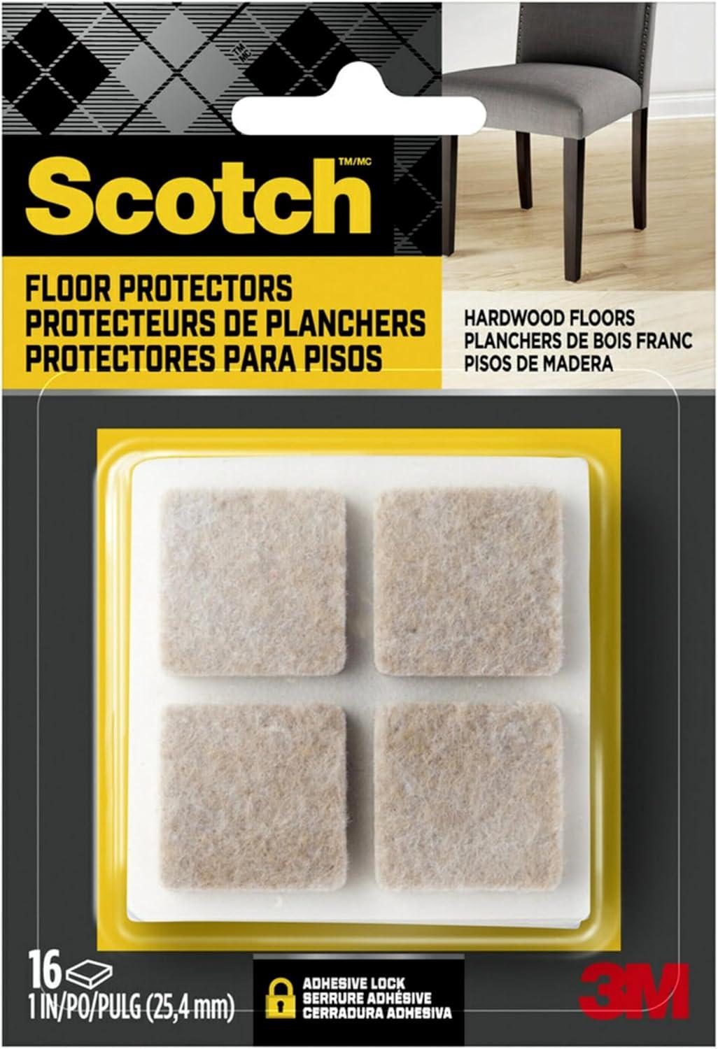 Scotch Beige 1-Inch Square Felt Floor Protectors