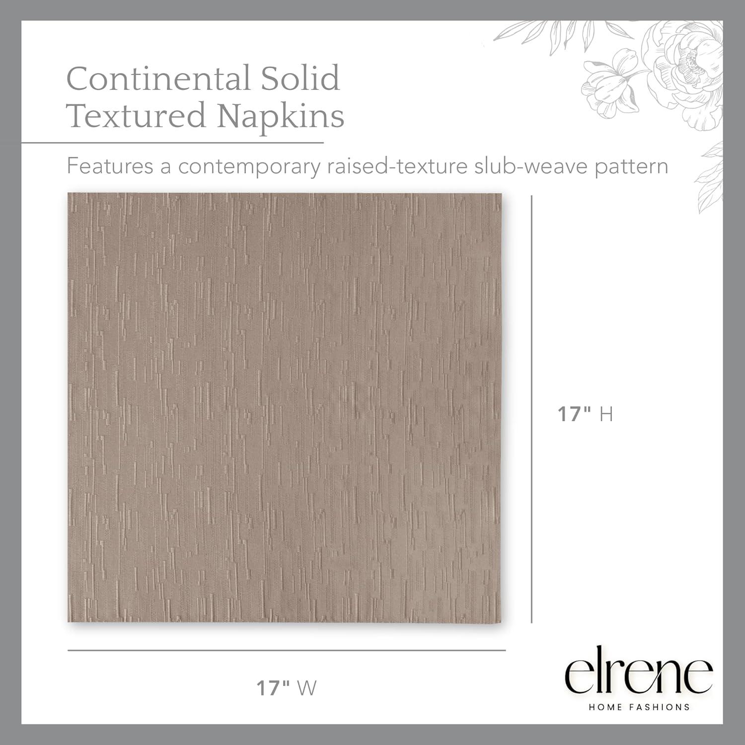 Continental Solid Texture Water and Stain Resistant Napkins, Set of 4 - 17" x 17" - Taupe - Elrene Home Fashions
