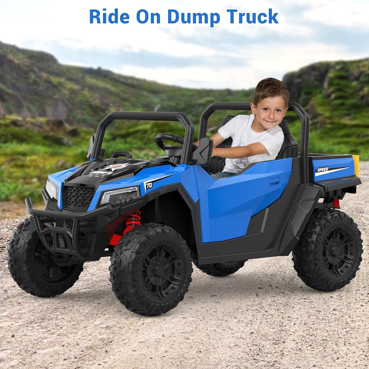 Ride On Dump Truck, 24V Ride On Car with Remote Control, Electric Dump Bed and Extra Shovel