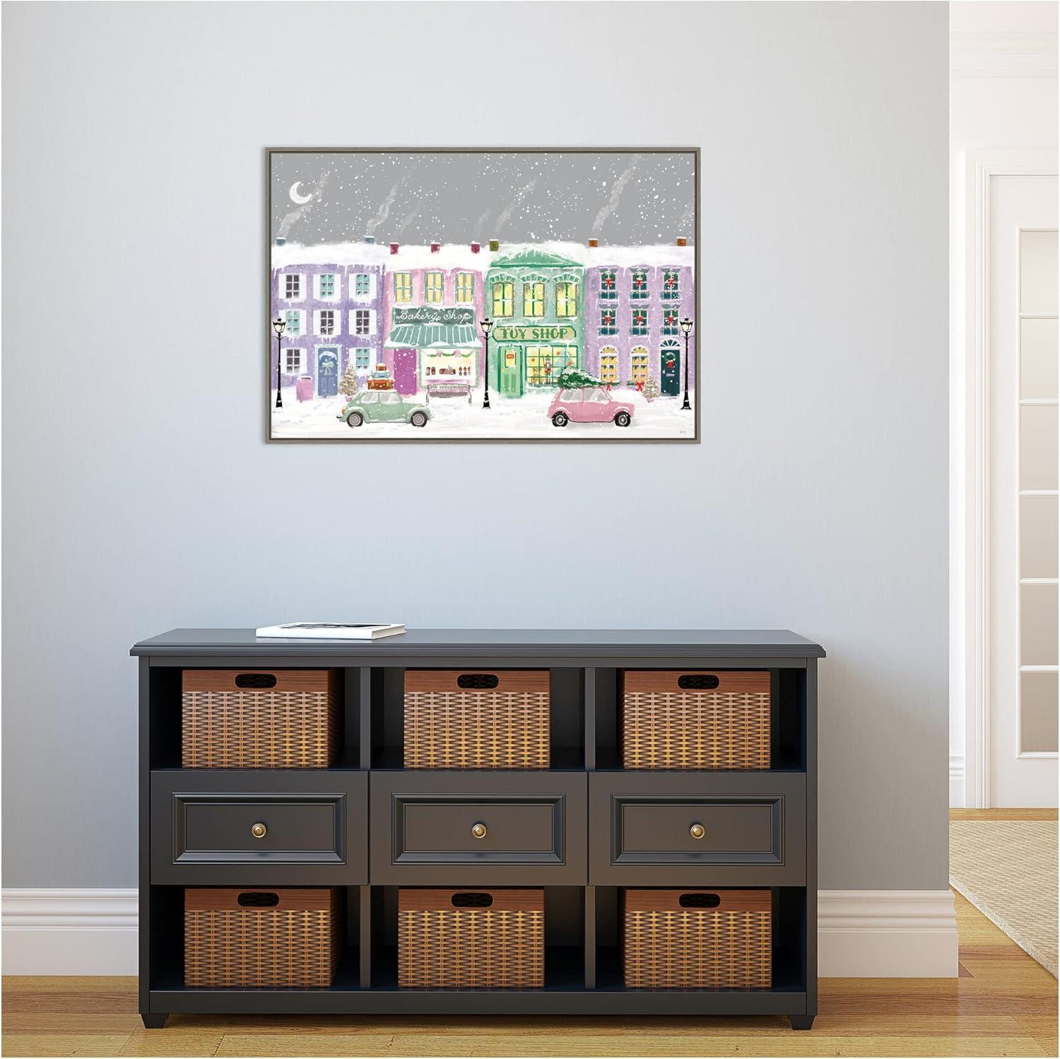 Amanti Art Hometown Holiday I Purple by Veronique Charron Canvas Wall Art Print Framed 33 x 23-in.