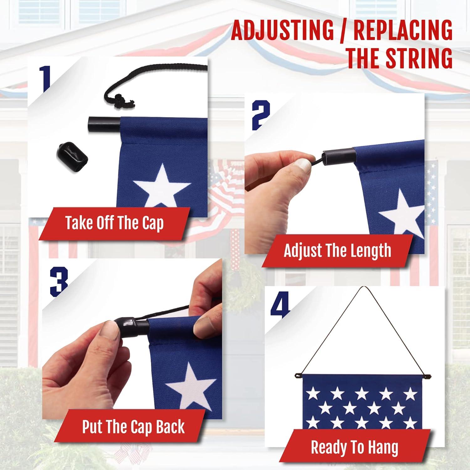 Anley American Flag Pull-Down Door Banners Porch Signs (2 Pieces) USA Flag Hanging Wall Banner - 12 in x 72 in