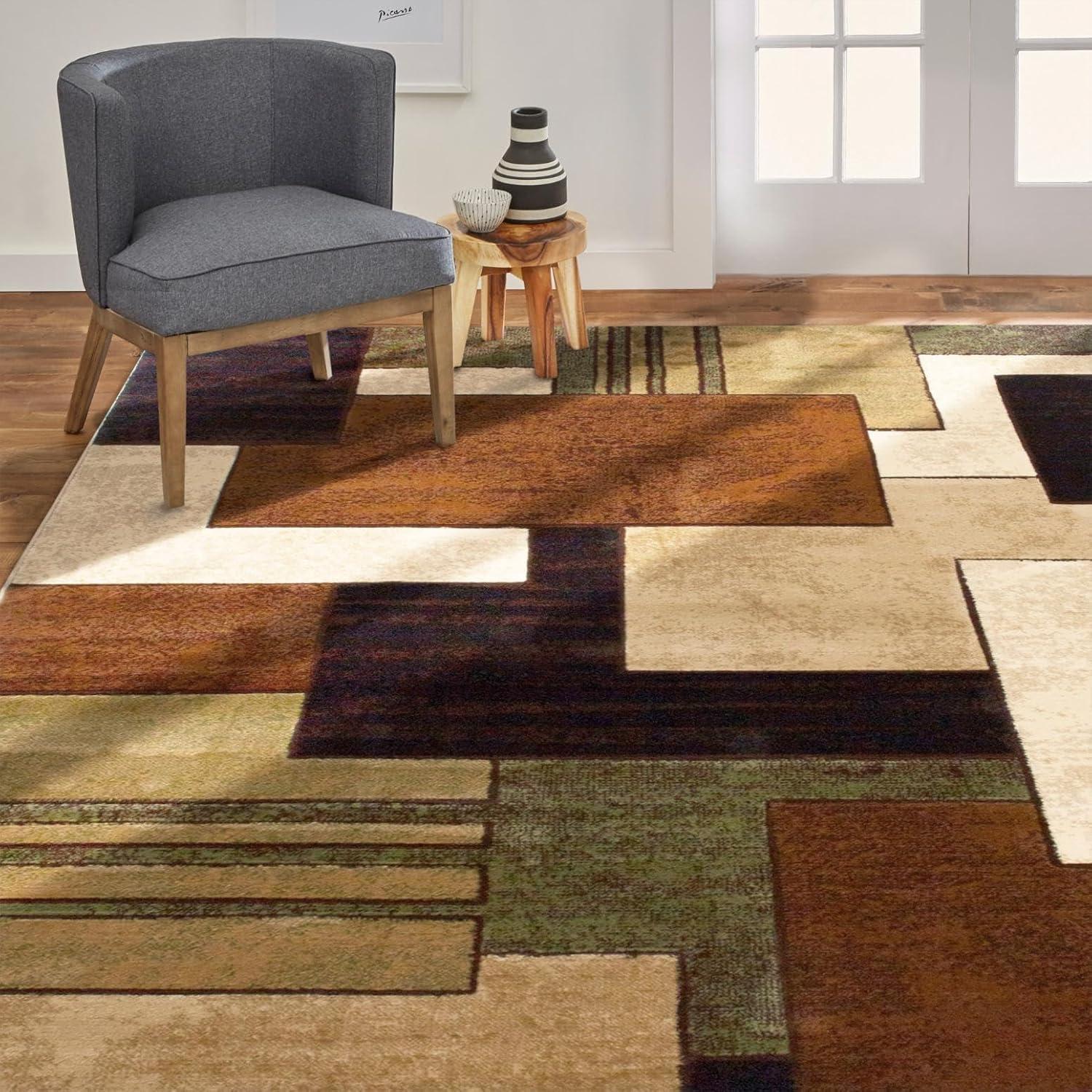 Home Dynamix Mason Contemporary Geometric Area Rug, Brown/Green, 5'2"x7'2"
