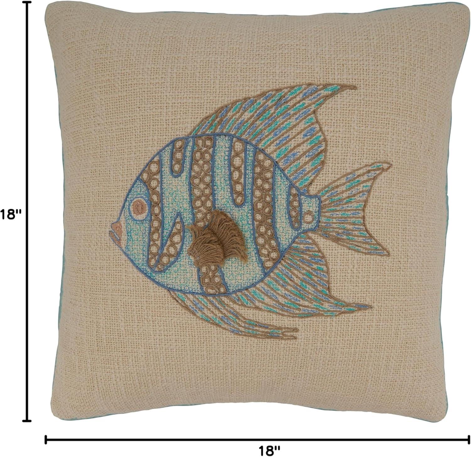 Saro Hermosa Collection Embroidered Cotton Throw Pillow