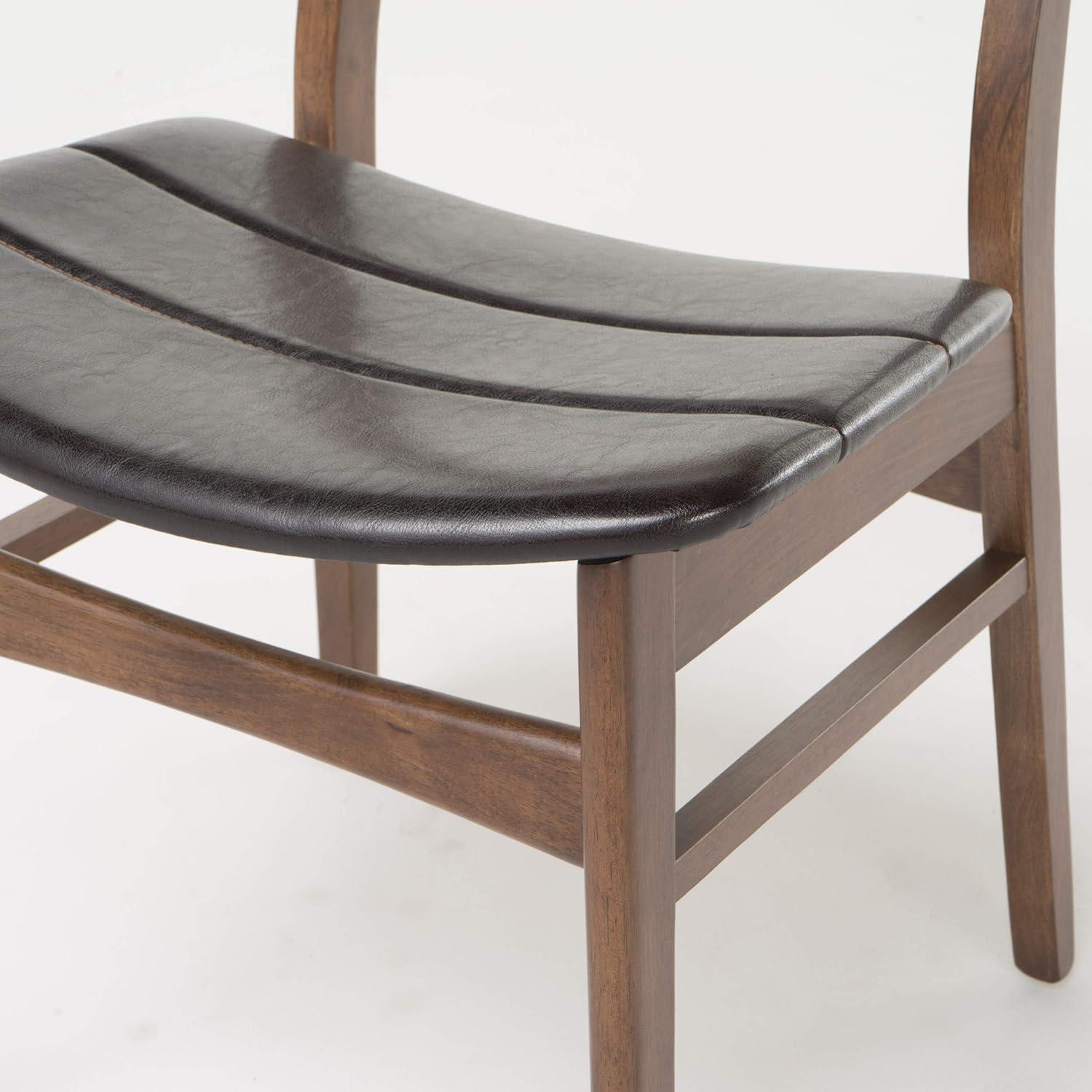 Christopher Knight Home Anise Leather / Walnut Dining Chairs, 2-Pcs Set, Dark Brown / Walnut Finish 2-Pcs Set Dark Brown / Walnut Finish