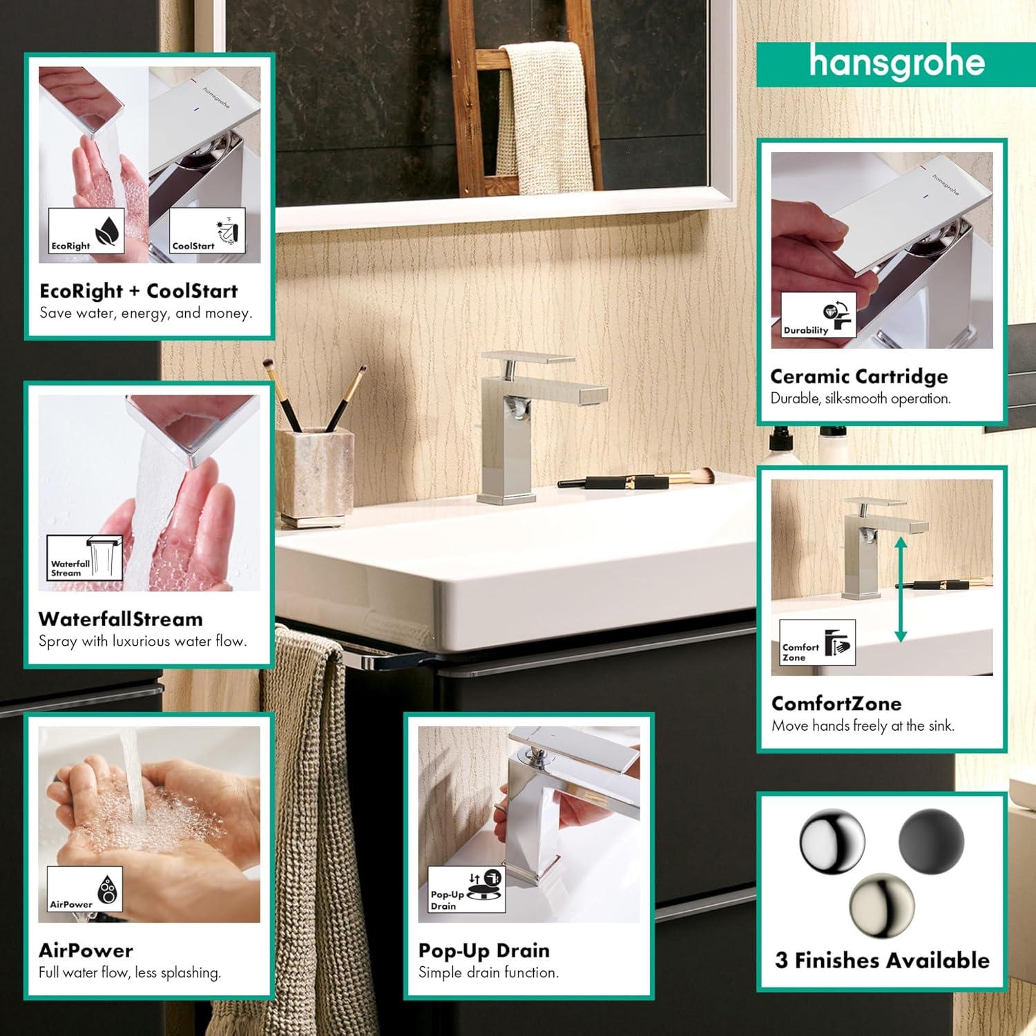 hansgrohe Tecturis E Single-Hole Faucet 110 with Pop-Up Drain, 1.2 GPM