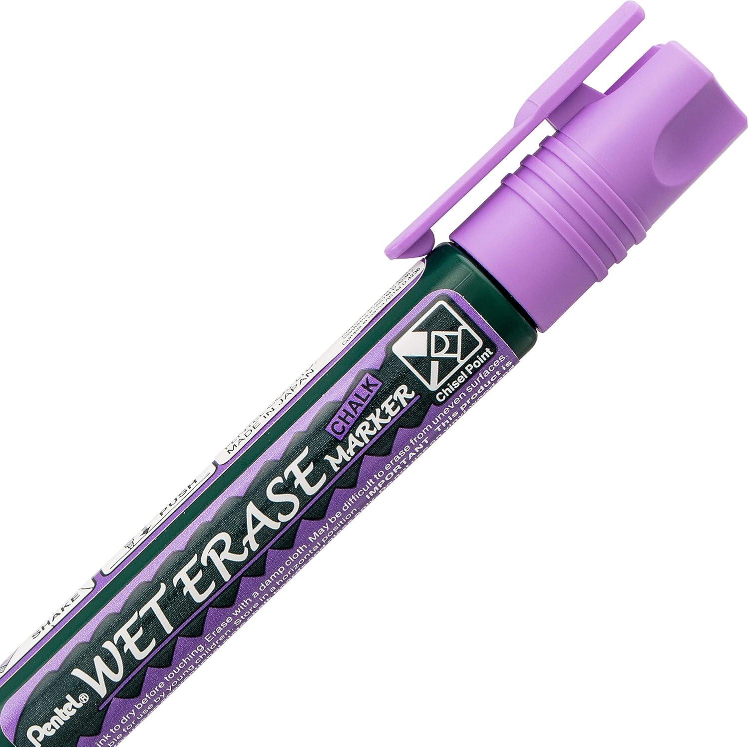 Pentel Wet Erase Chalk Markers - Secondary Colors, Chisel Point, Set of 4
