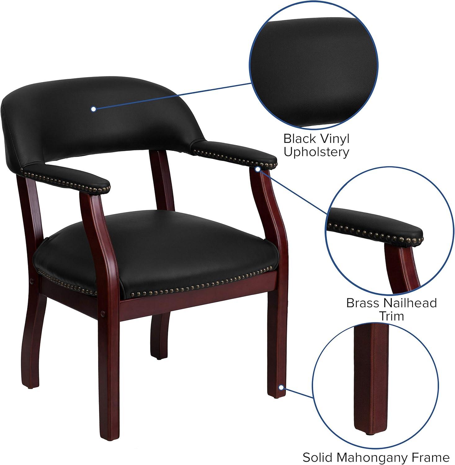 Flash Furniture Diamond Black Vinyl Luxurious Conference Chair with Accent Nail Trim