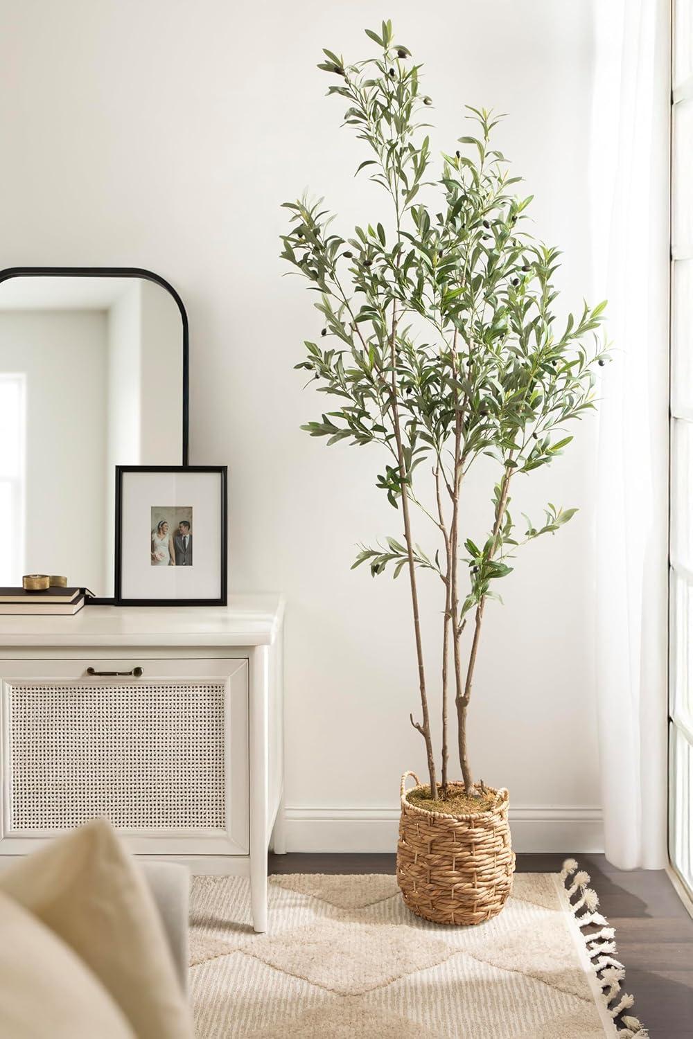 Kate and Laurel Livia Modern Woven Storage Basket, 13 x 13, Natural Water Hyacinth, Boho Wicker Basket for Use as Nursery Storage, Mini Laundry Basket, or Living Room Blanket Basket