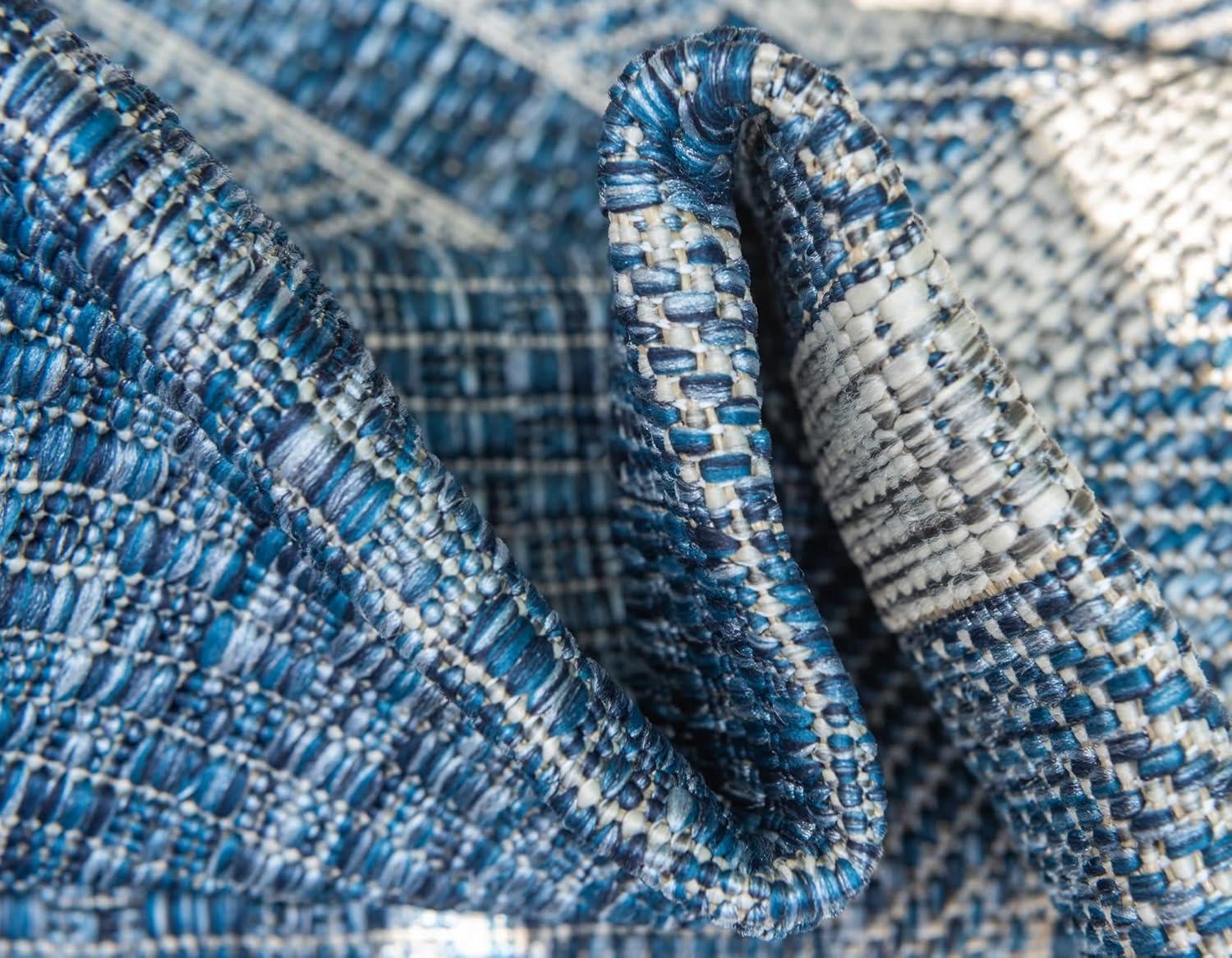 Unique Loom 10' 0 x 14' 0 Rectangle Indoor/Outdoor Border Blue Area Rug
