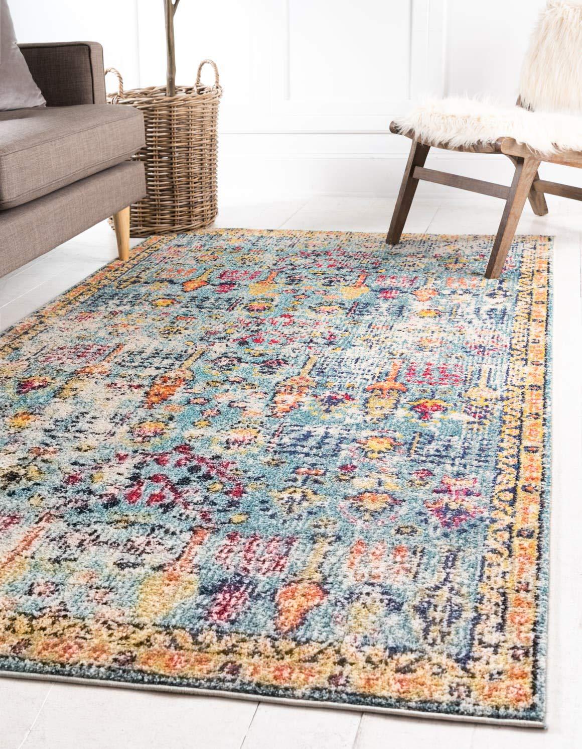 Unique Loom Monterey Collection Area Rug - Adobe (8'  x 10' Rectangle Blue/Beige)