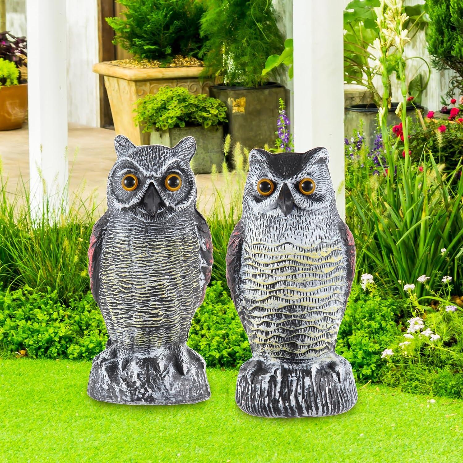 2Pack Fake Owl Decoy to Keep Birds Away Garden Decoration Bird Scare Devices for Garden Outdoor Yard