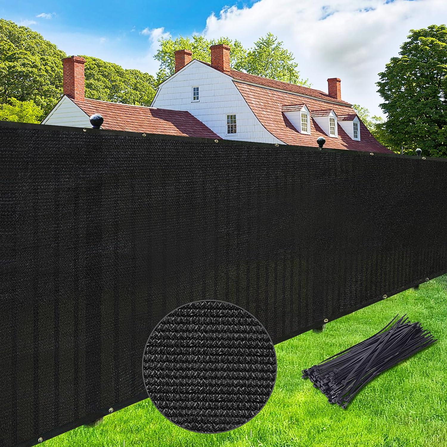 Bibana 4ft x 50ft Privacy Fence Screen Windscreen Shade Cloth for Garden and Balcony - Black