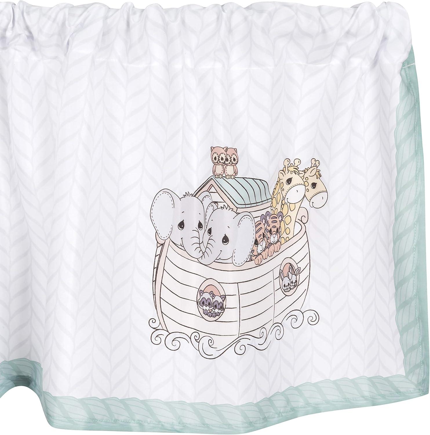 Everyday Kids Precious Moments Noah’s Ark Valance – 60x15” Window Décor with Giraffes, Tigers, Elephants and Blue Border for Baby and Toddler Boys