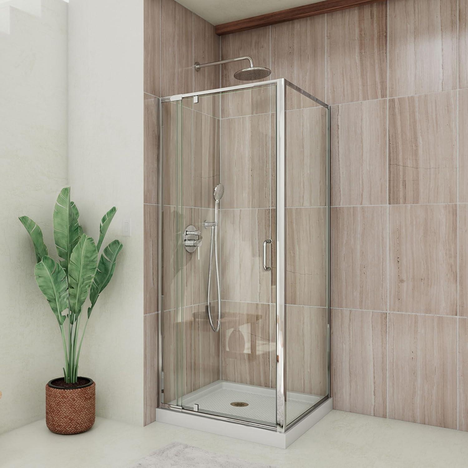 Flex 36'' Brushed Nickel Frameless Pivot Shower Enclosure with Clear Glass