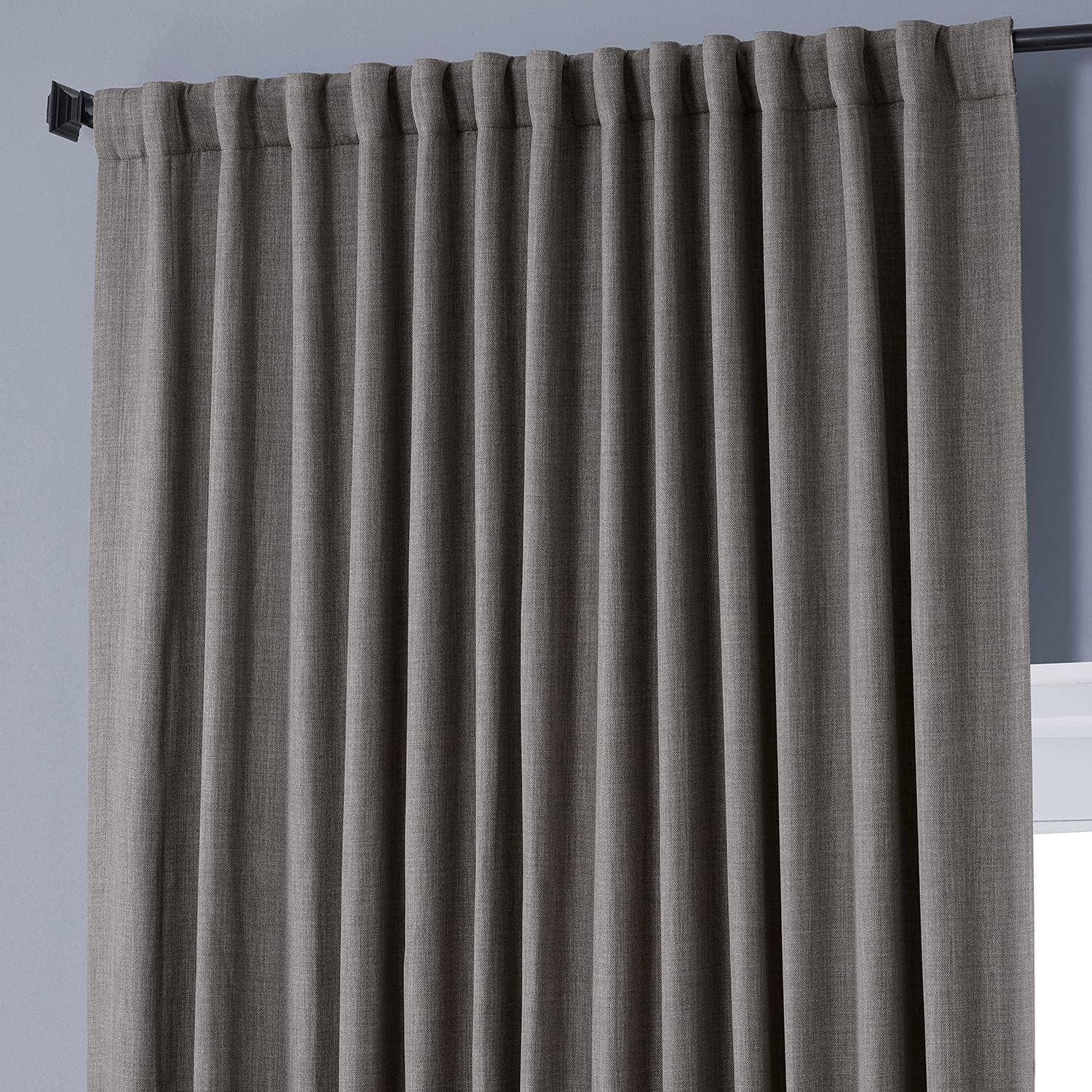 Mink Faux Linen Blackout Curtains 100"W x 120"L