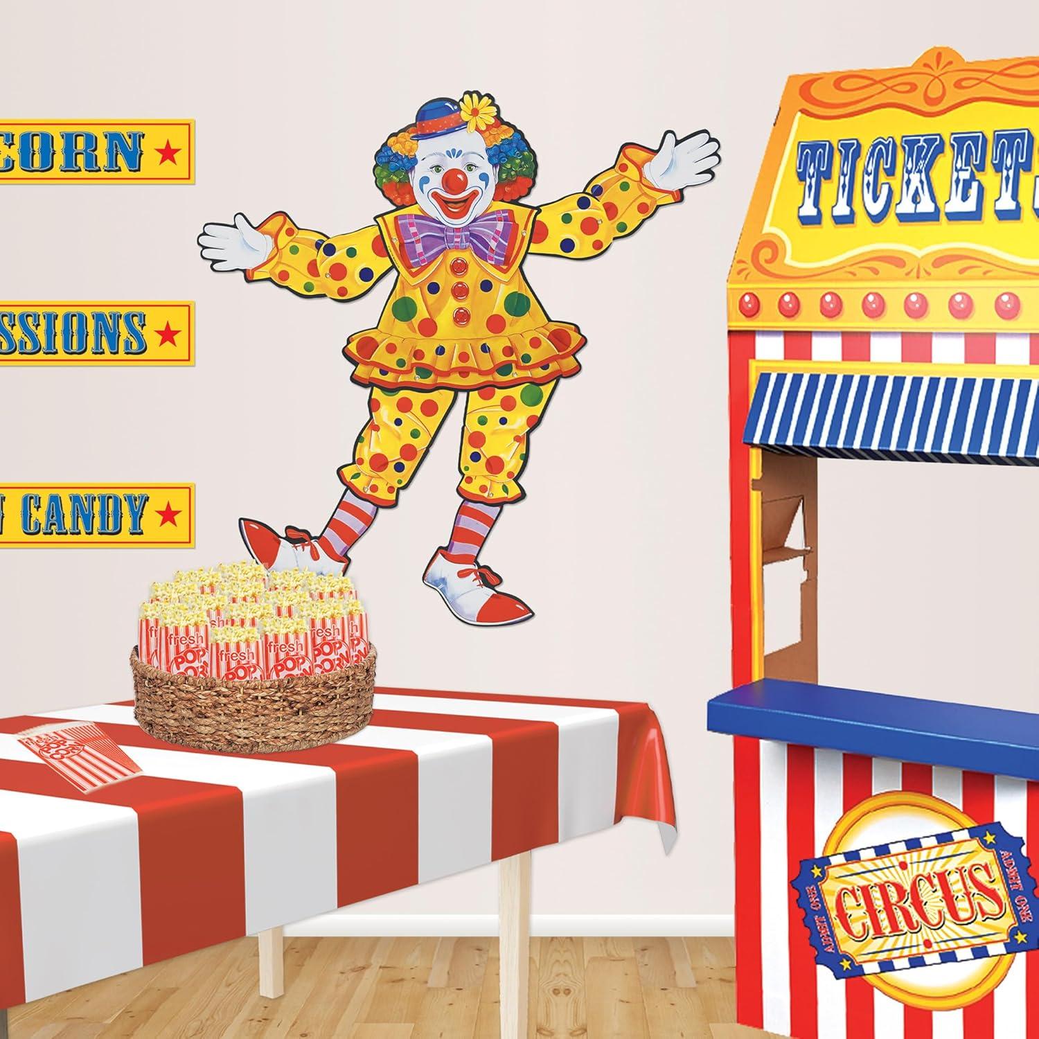 Colorful 30" Cardstock Circus Clown Wall Decoration