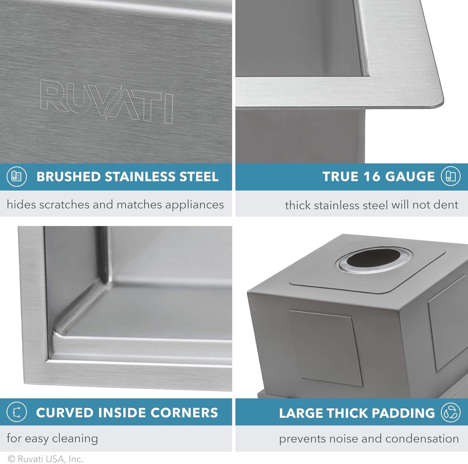 Ruvati Workstation Rounded Corners Undermount Ledge Kitchen Sink with Accessories