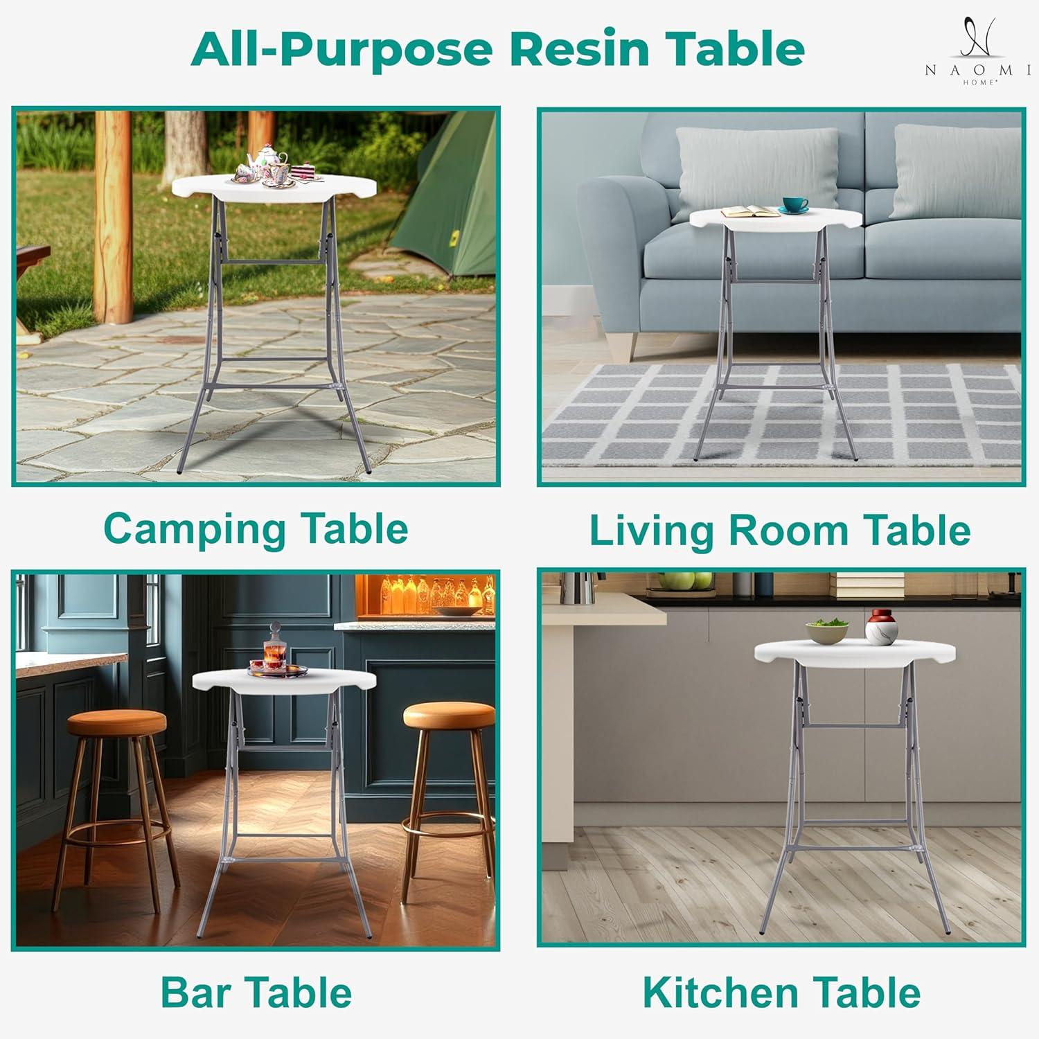 6ft Folding Table Multipurpose Foldable Dinner Table Portable Folding Rectangular Resin Table for Outdoor Camping Picnic Party by Naomi Home - White