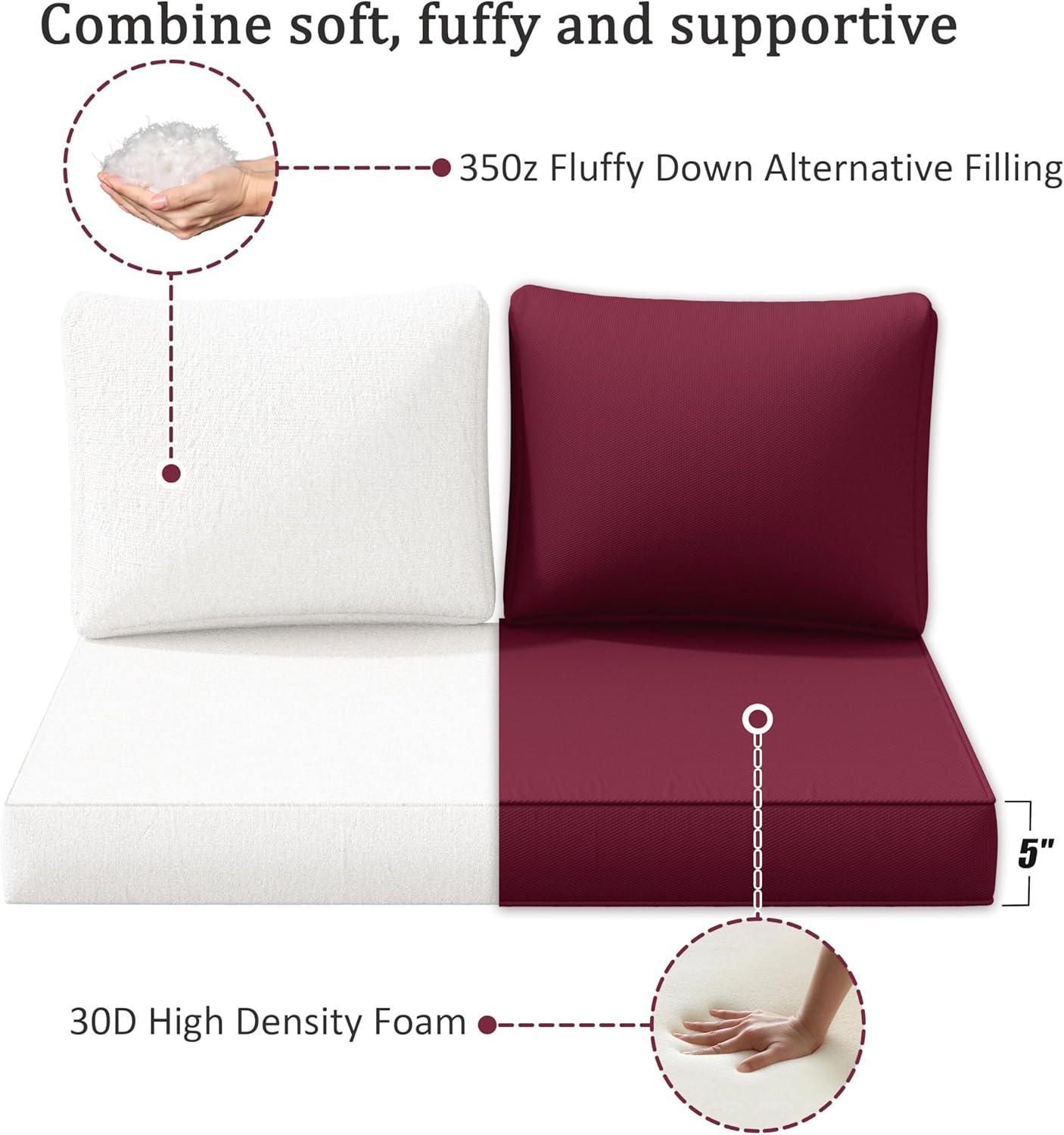 Outdoor Loveseat Cushion Set 46 X 26 Inch Water Repellent & Fadeness Patio Furniture Cushions,Removable Outdoor Couch Cushions with Hidden Zipper & Adjustment Staps for Couch, Bench, and Swing