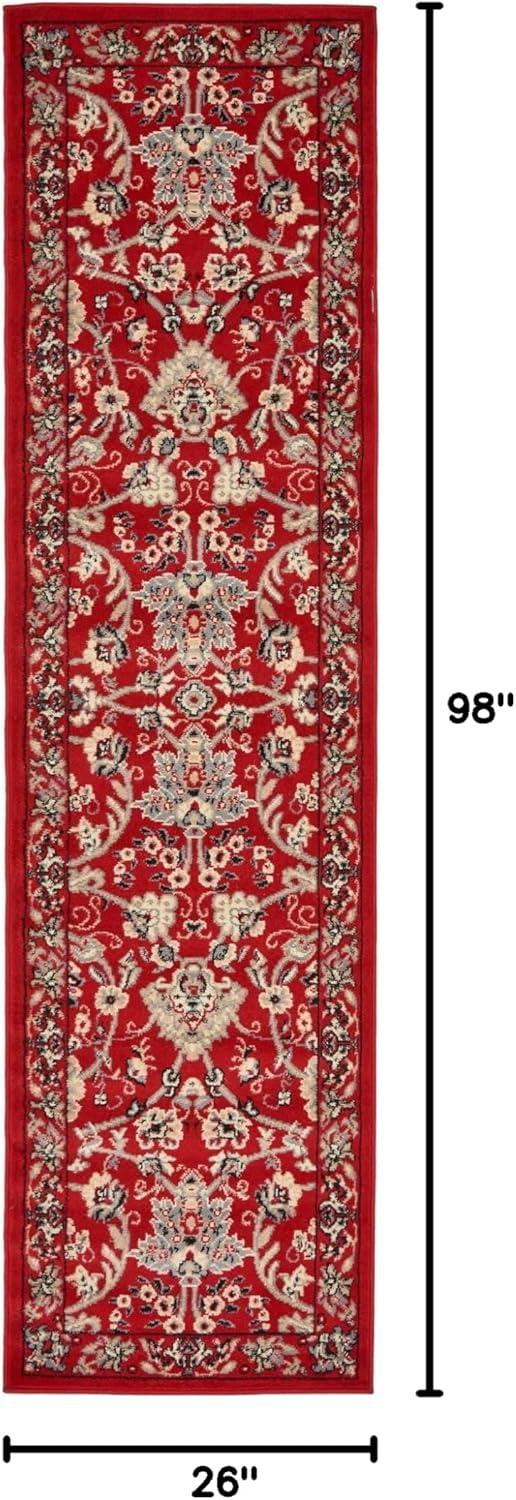 Unique Loom Sialk Hill Collection Area Rug - Washington (2' 2" x 8' 2" Runner Red/Black) Floral Traditional Perfect For Living Room Bed Room Dining Room Office