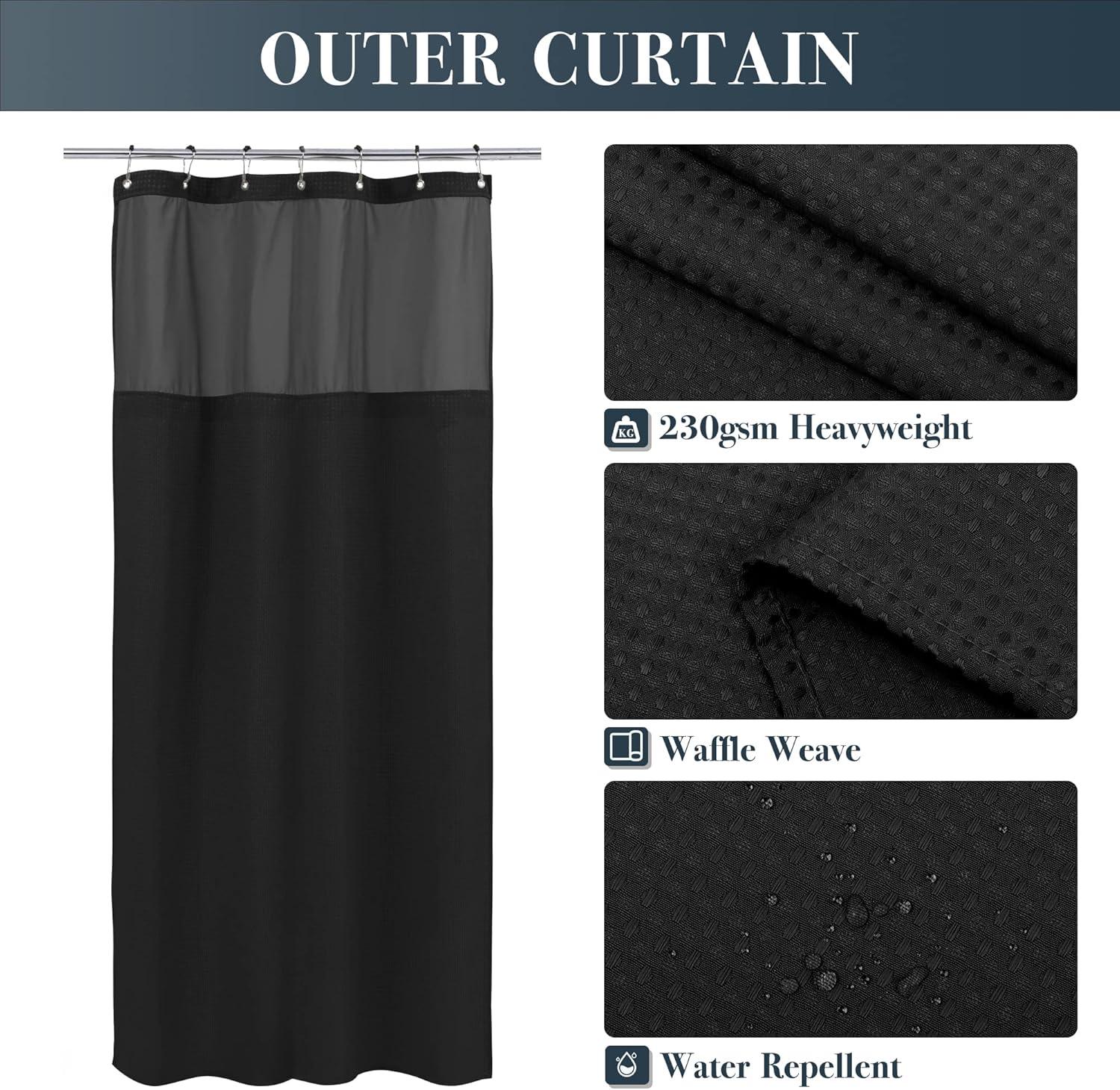 Harnage Shower Curtain with Hooks Included and with Liner Included