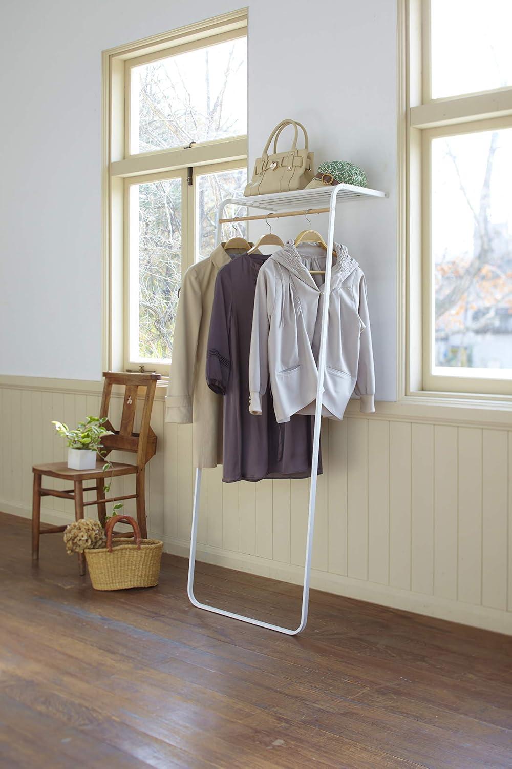 White Leaning Coat Hanger with Umbrella Stand