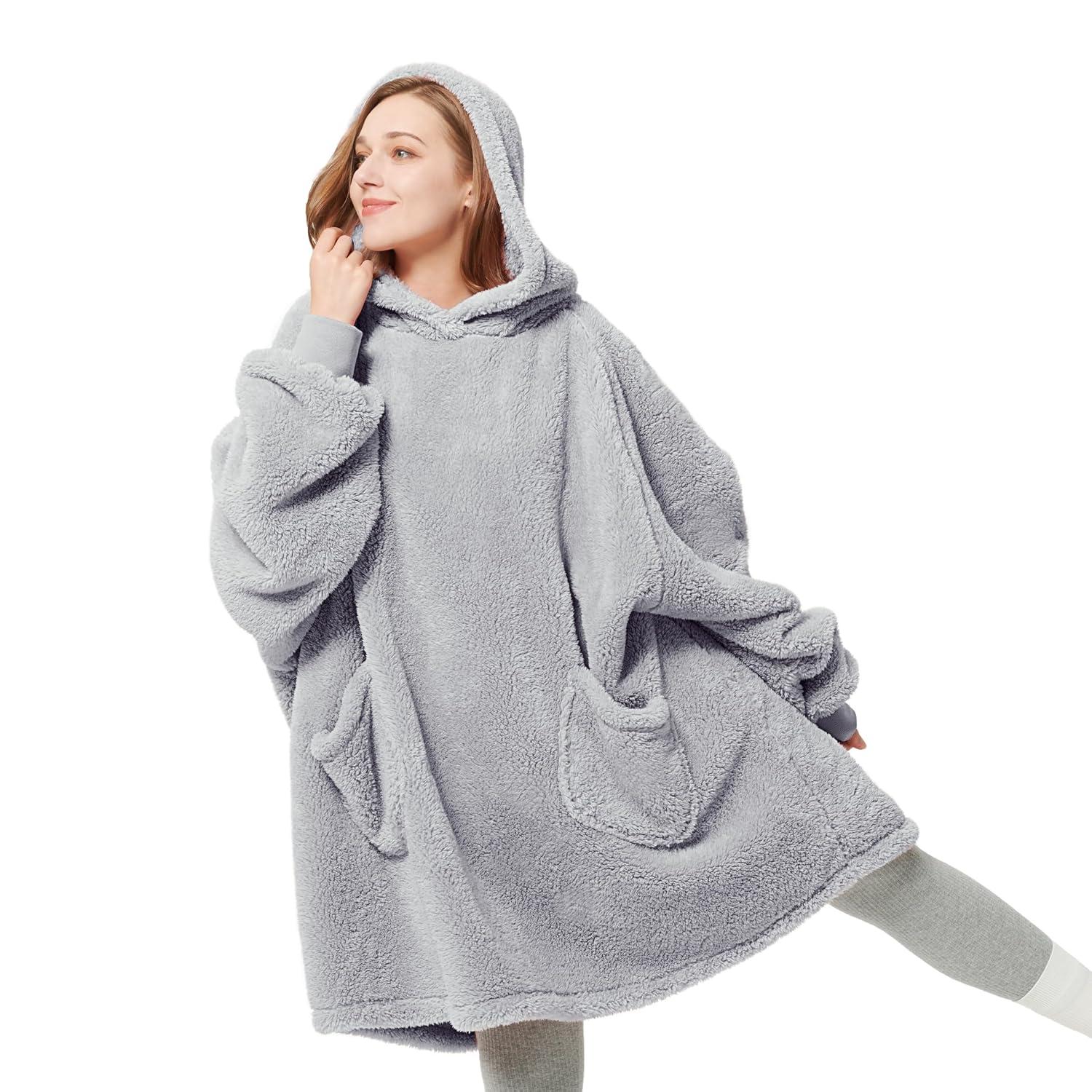 Bedsure Bedsure Wearable Blanket Hoodie Gifts For Women - Cozy Sherpa Hoodie Blanket For Adult Men, Warm Hooded Blanket Sweatshirt