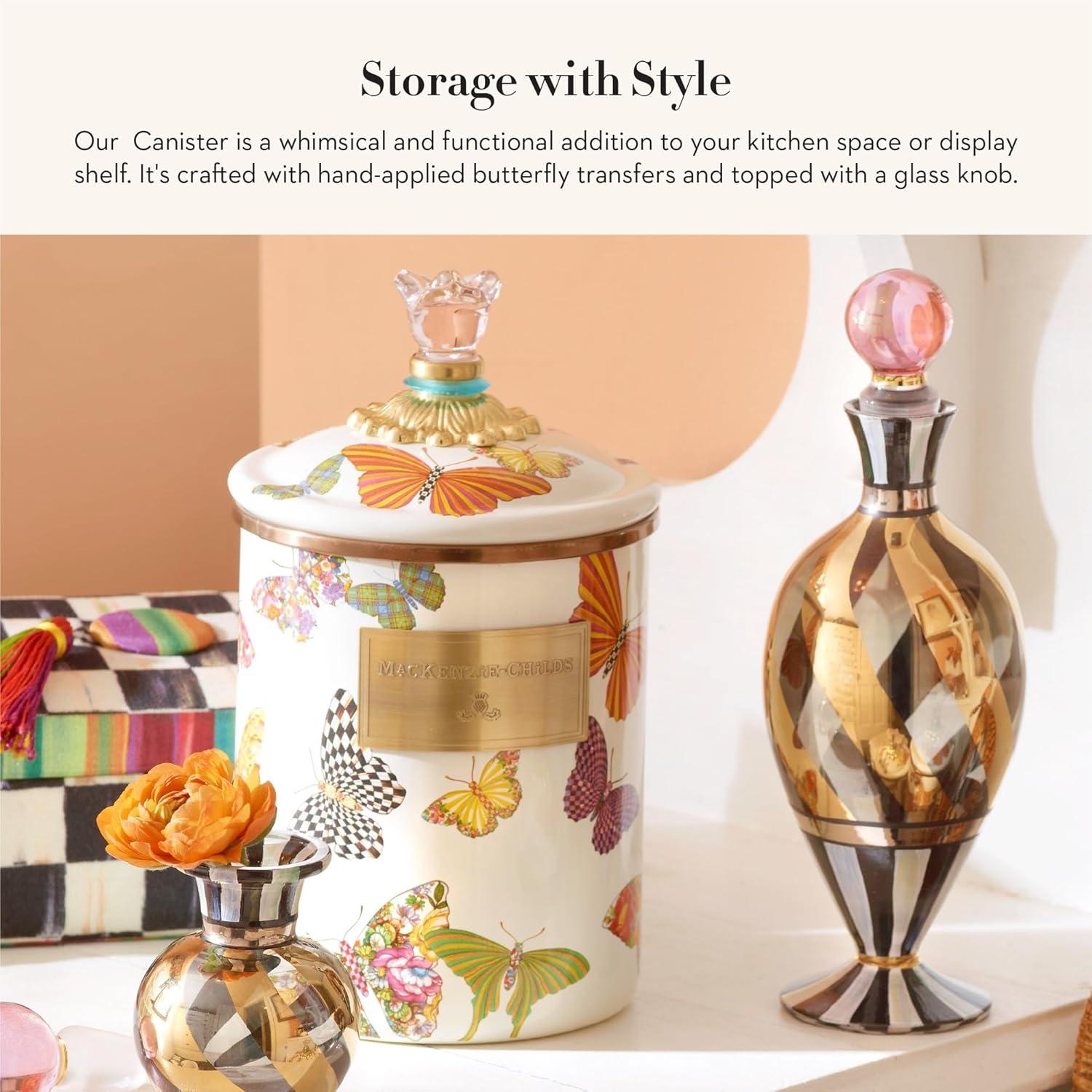 MacKenzie-Childs Wildflowers Blue Enamel Medium Canister