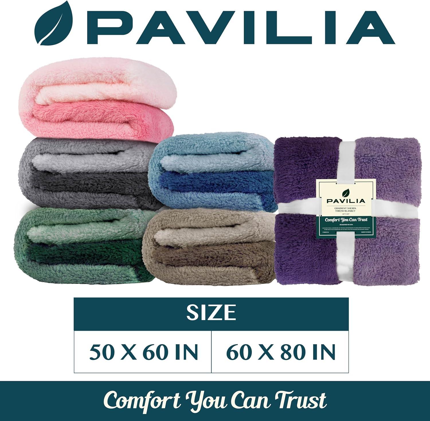 PAVILIA Plush Throw Blanket for Couch Bed, Faux Shearling Blanket and Throw for Sofa Home Decor, Gradient - Pink/Throw - 50x60