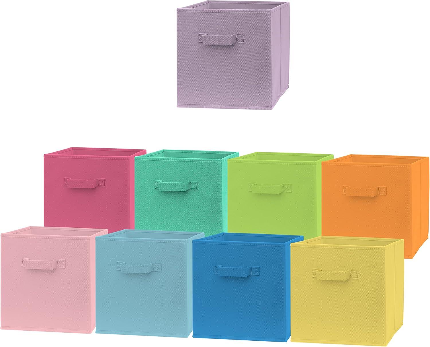 Pomatree 11 Inch Cube Storage Bin - 9 Pack – Fabric Cube Organizer Bins (Colorful)