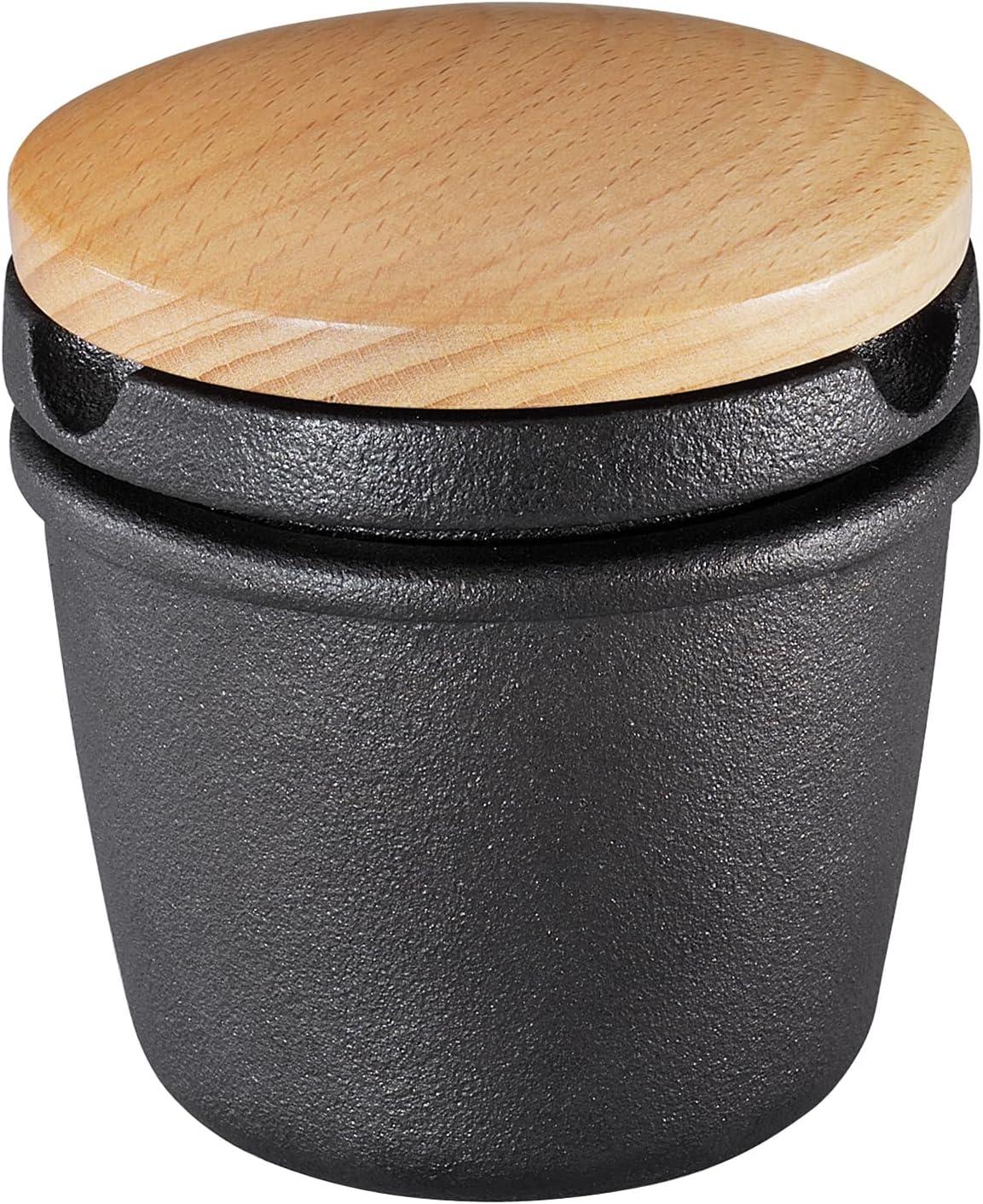 Black Cast Iron Spice Grinder with Beech Wood Lid