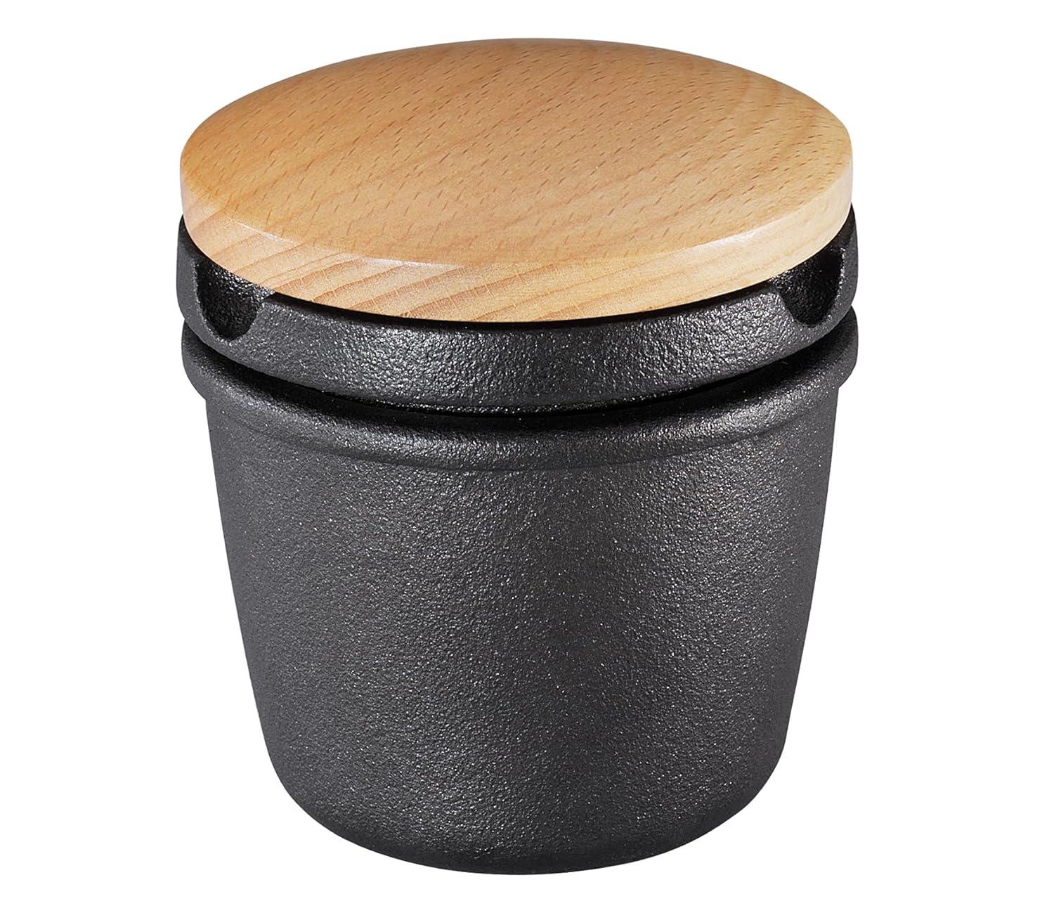 Zassenhaus Spice Grater, "Compact" black cast iron w/ beech wood lid, 3.5" H
