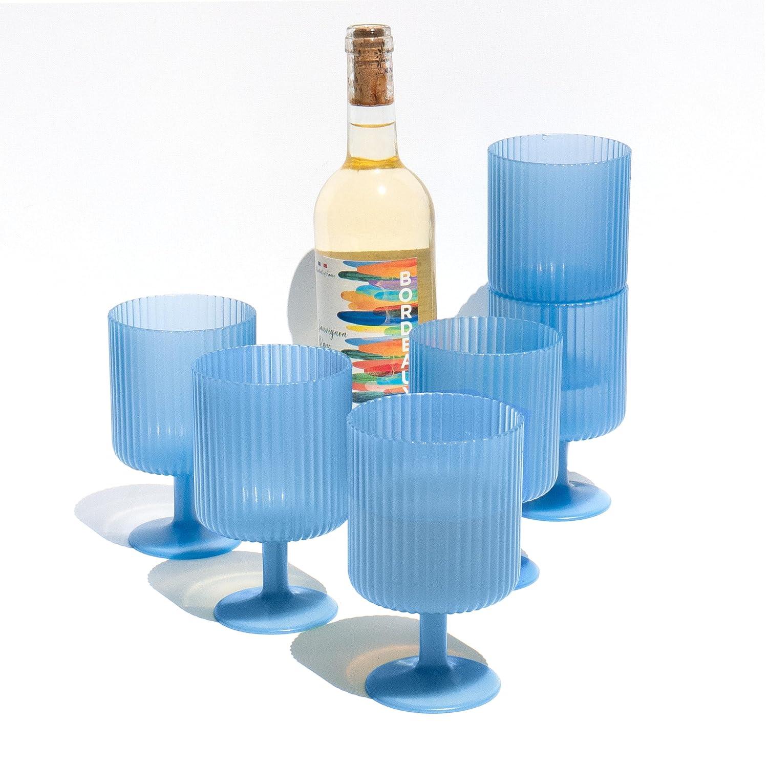 Blue Polypropylene Shatterproof Stacking Goblet Set of 6