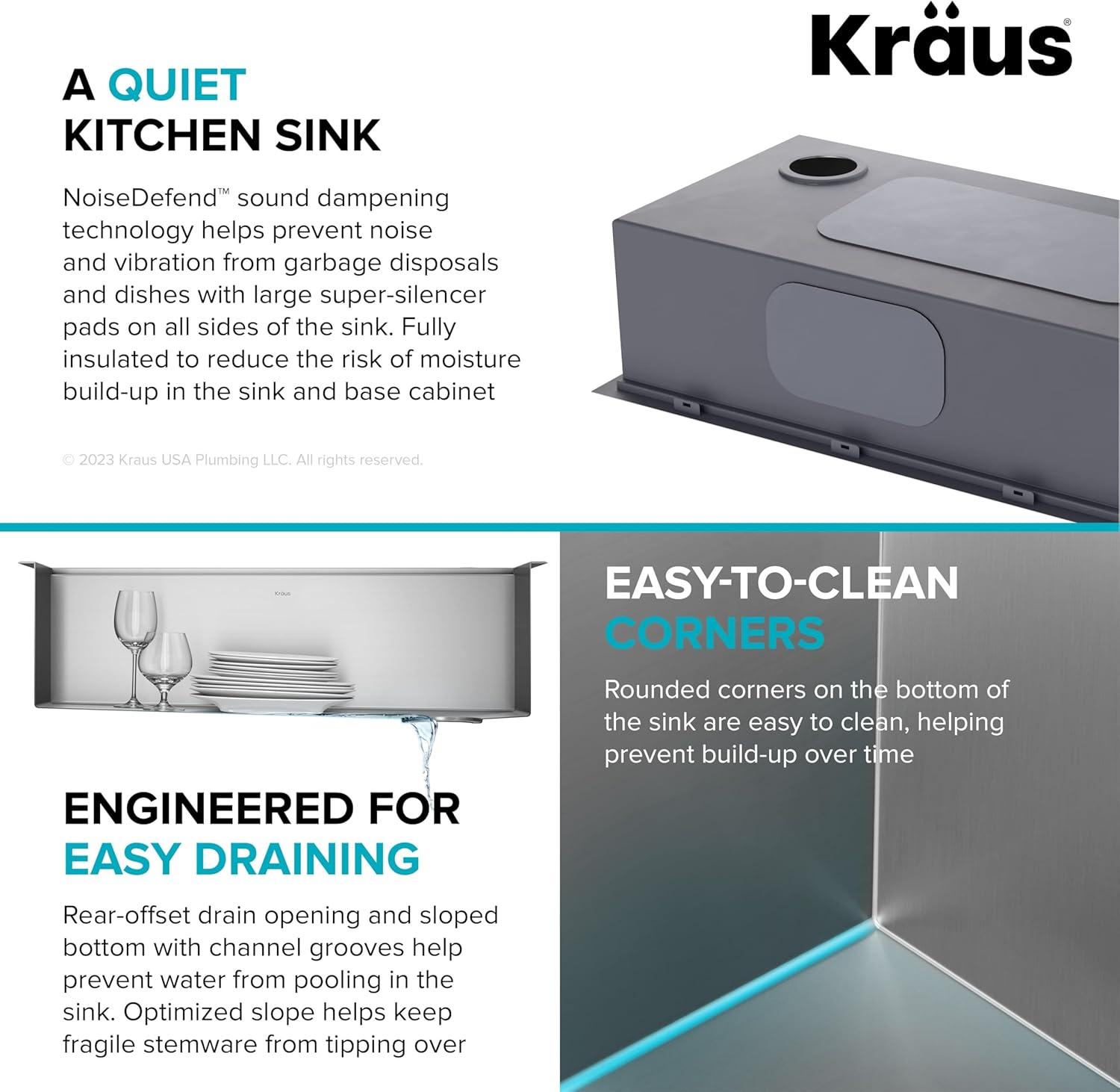 KRAUS Kore™ Workstation Drop-In 16 Gauge Single Bowl Stainless Steel Kitchen Sink