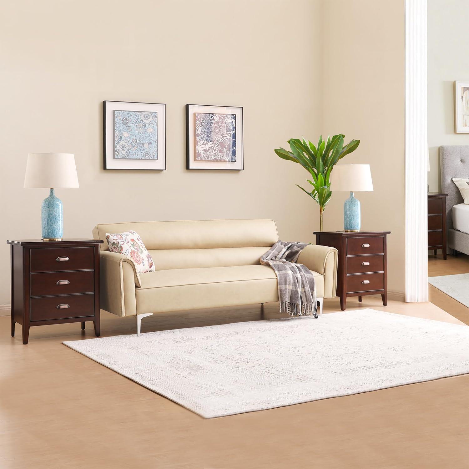 Leick Home 10522 Laurent Nightstand with Drawer, Door with USB-C Fast Charging Station and AC/USB Outlet, Chocolate Cherry