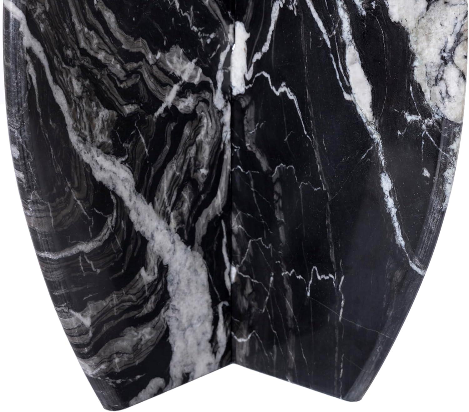 Formentera Black Marble End Table with Light Grey Veining