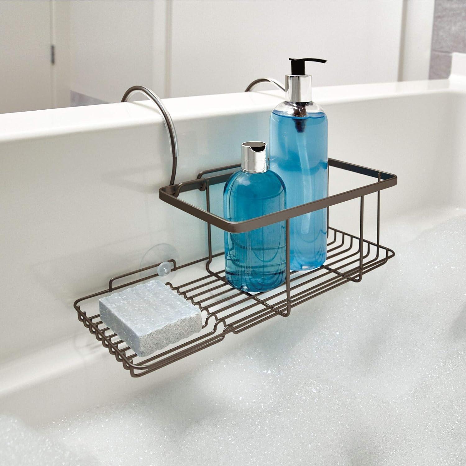 iDESIGN Everett Bathtub Storage Caddy Bronze: Steel Construction, Bath Organizer, Tray for Tub