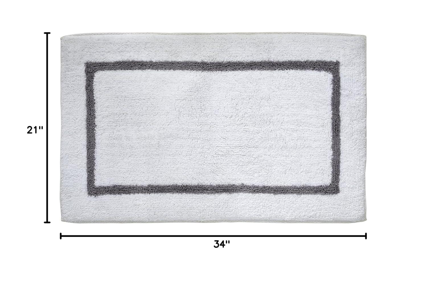 Modern Threads Reversible Bath 2-Piece Rug Set 100% Cotton, 17" x 24" & 21" x 34", Silver