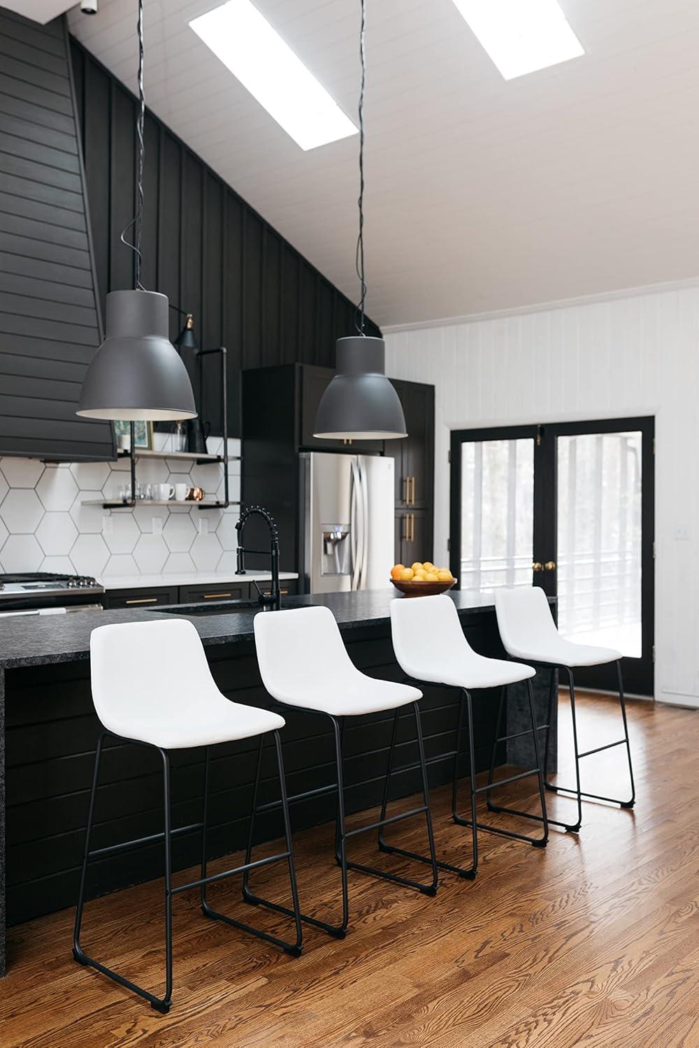Centiar Pub Height Barstool White: Vintage Faux Leather, Metal Base - Signature Design by Ashley