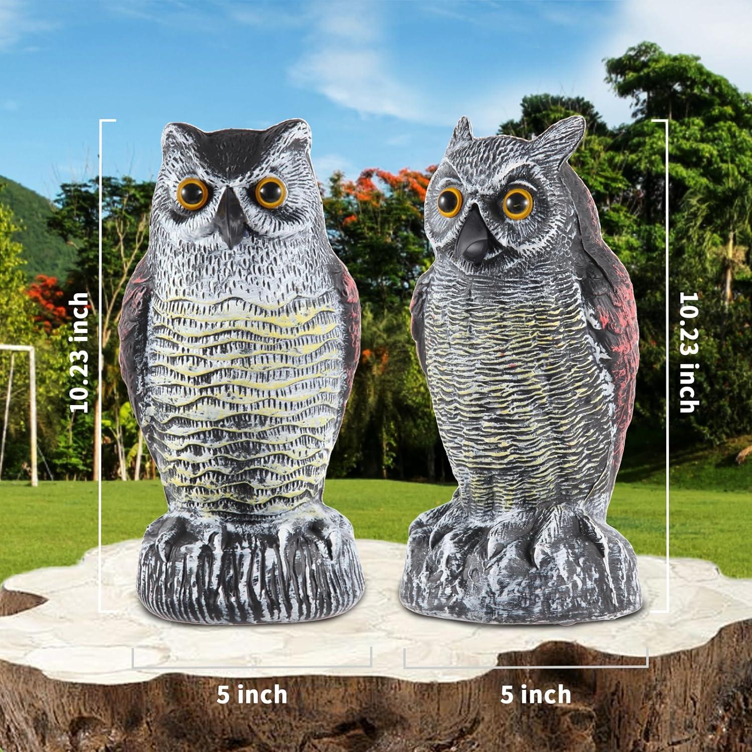 2Pack Fake Owl Decoy to Keep Birds Away Garden Decoration Bird Scare Devices for Garden Outdoor Yard