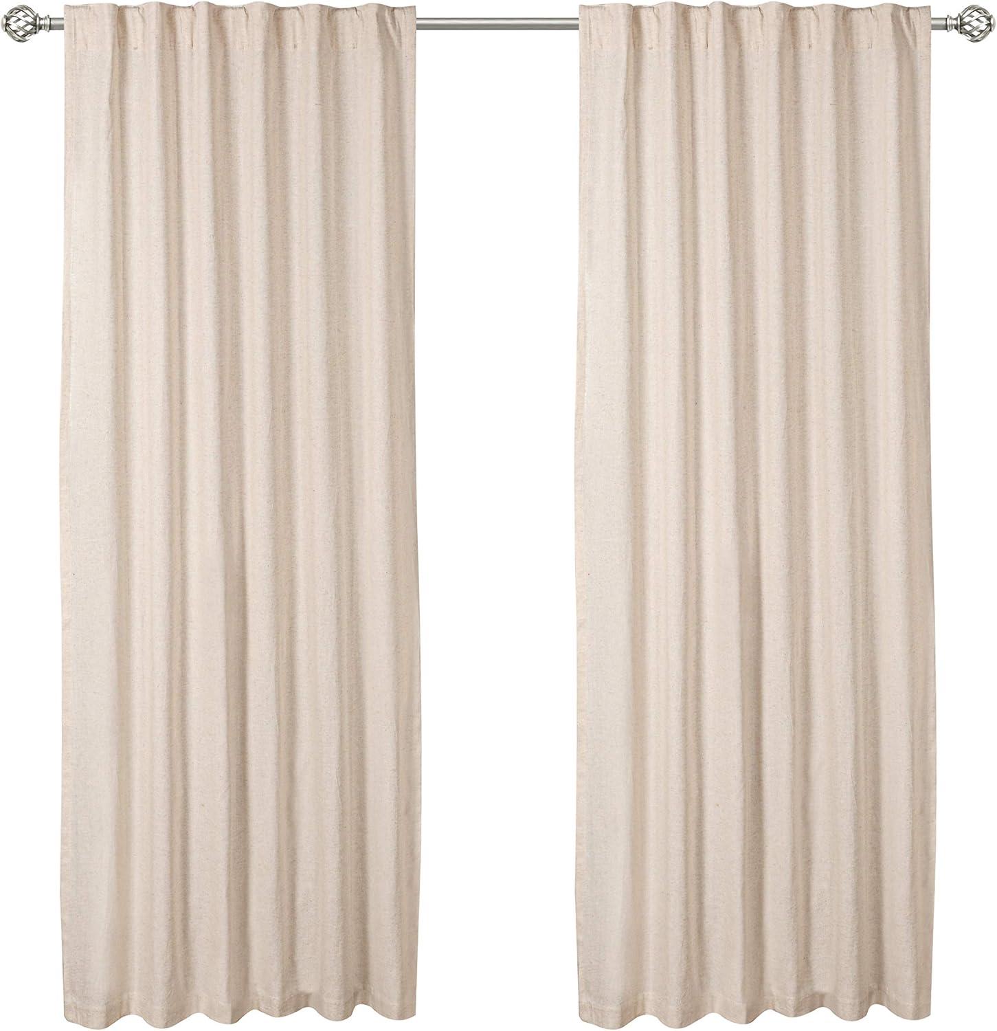 Bedding Craft NATURAL Cotton/Linen Window Panels Tab Top, Room Darkening Drapes, Set of 2, 50 x 63 inch, NATURAL