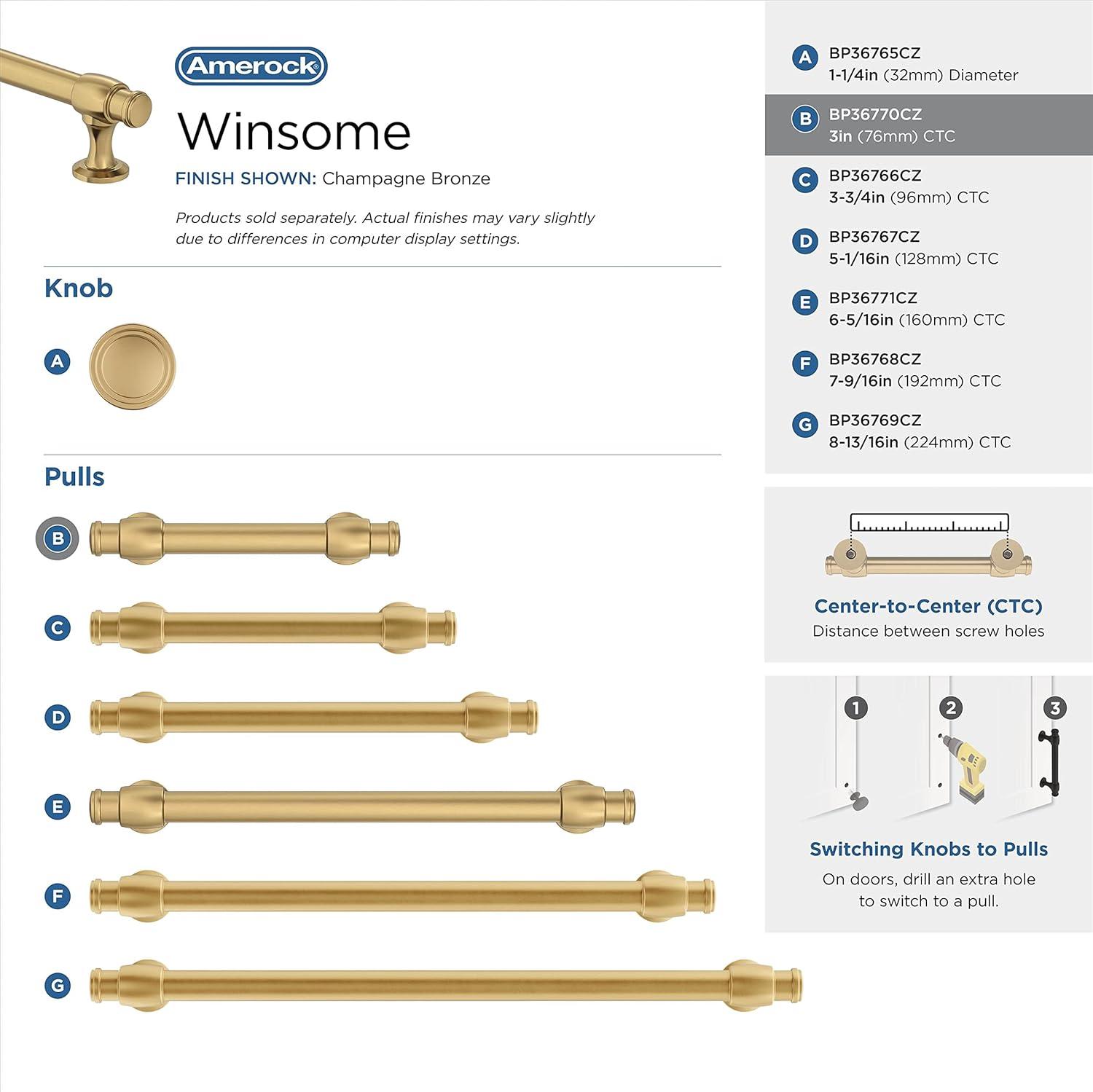 Winsome 3 in (76 mm) Center-to-Center Cabinet Pull