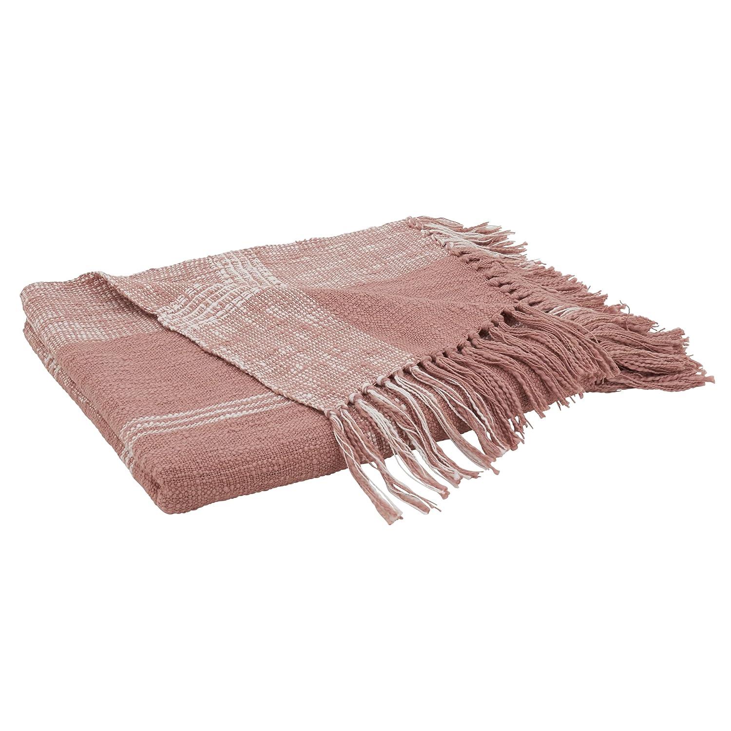 50"x70" Oversized Plaid Cotton Throw Blanket Natural - Saro Lifestyle: Hand Wash, Traditional Style, All Ages
