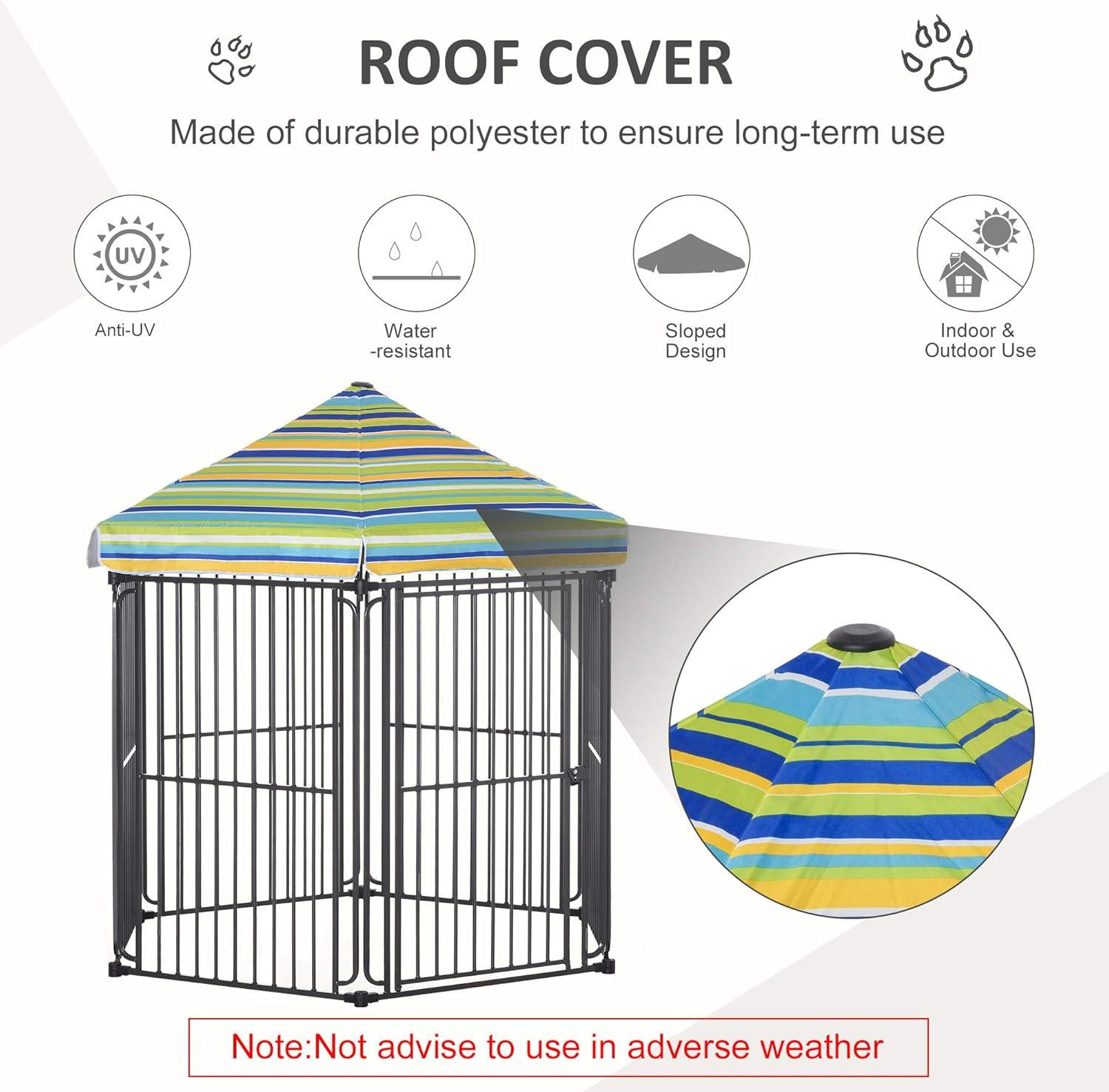 PawHut Heavy-Duty Outdoor Pet Cage Kennel with Weather-Resistant Polyester Roof, Locking Door, & Metal Frame