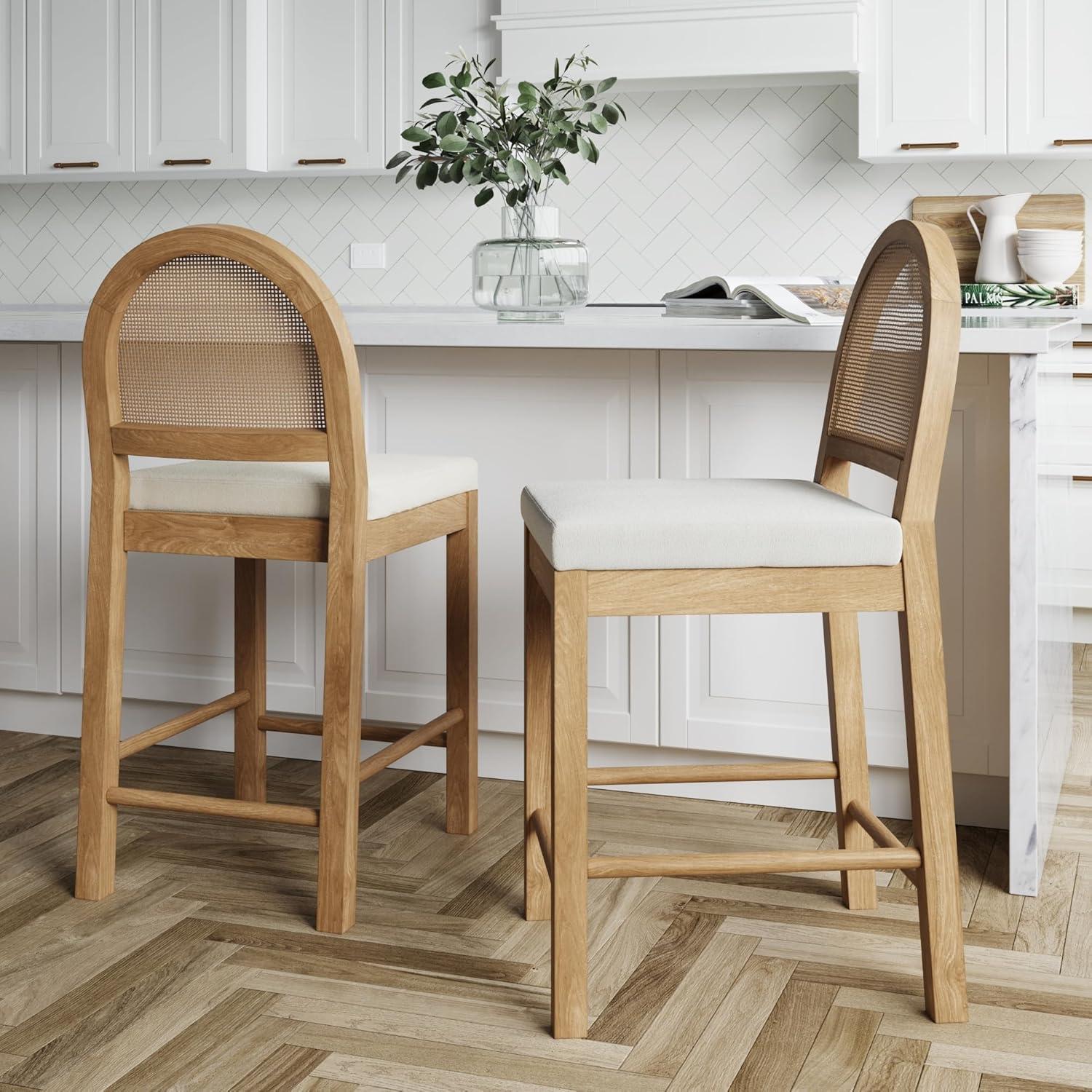 Nathan James Bailey Upholstered Counter Stool with Solid Wood Frame