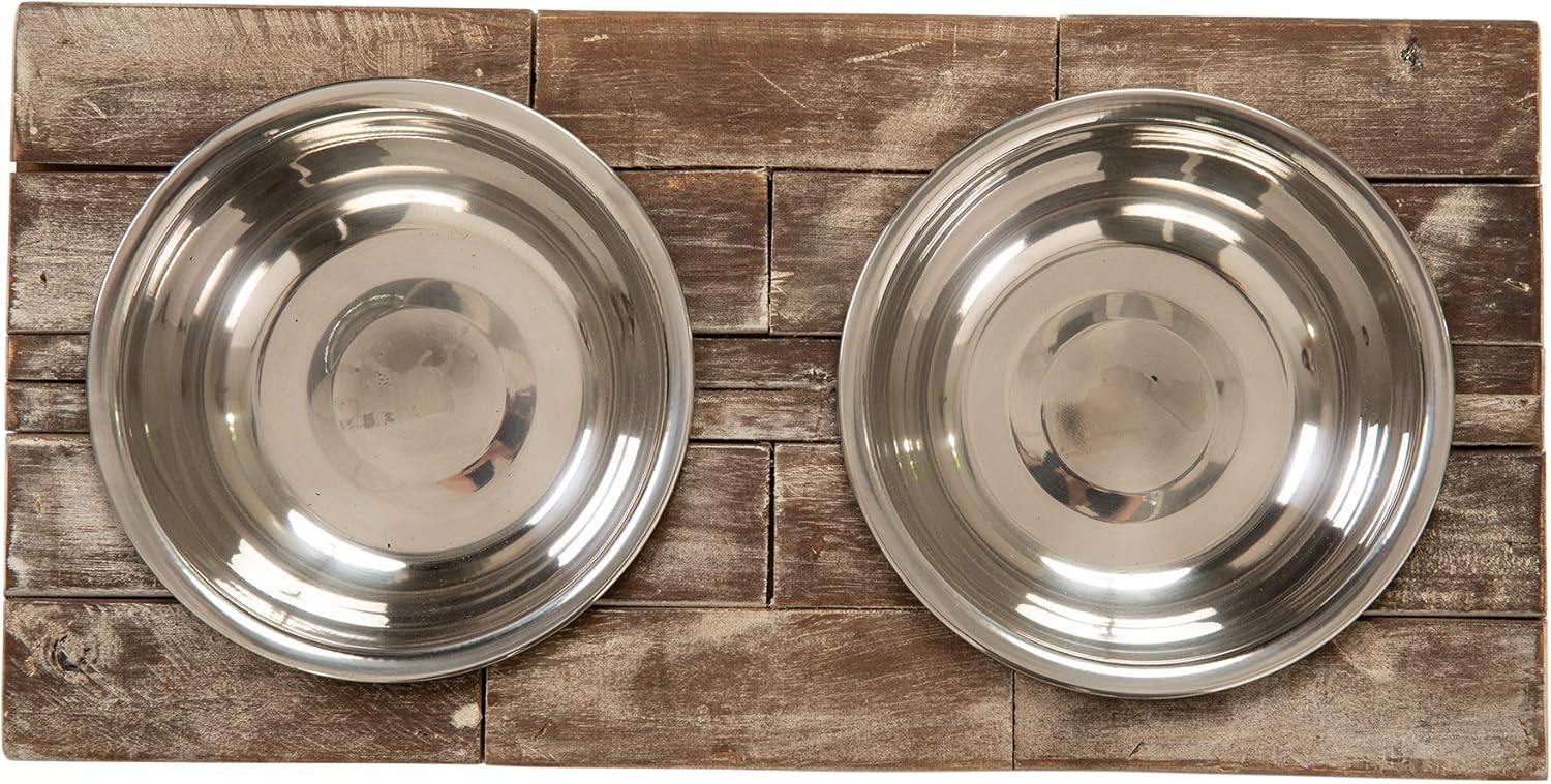 Huntley Pet Elevated Dog and Cat Double Bowl Feeder Stainless Steel Bowls (Berjen, Large)