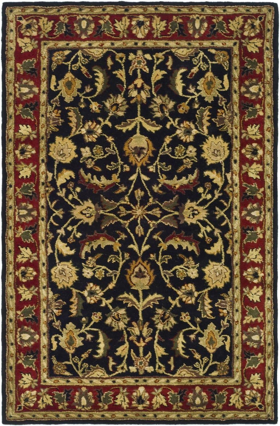 Hand-Tufted Black and Red Wool Area Rug, 5' x 8'