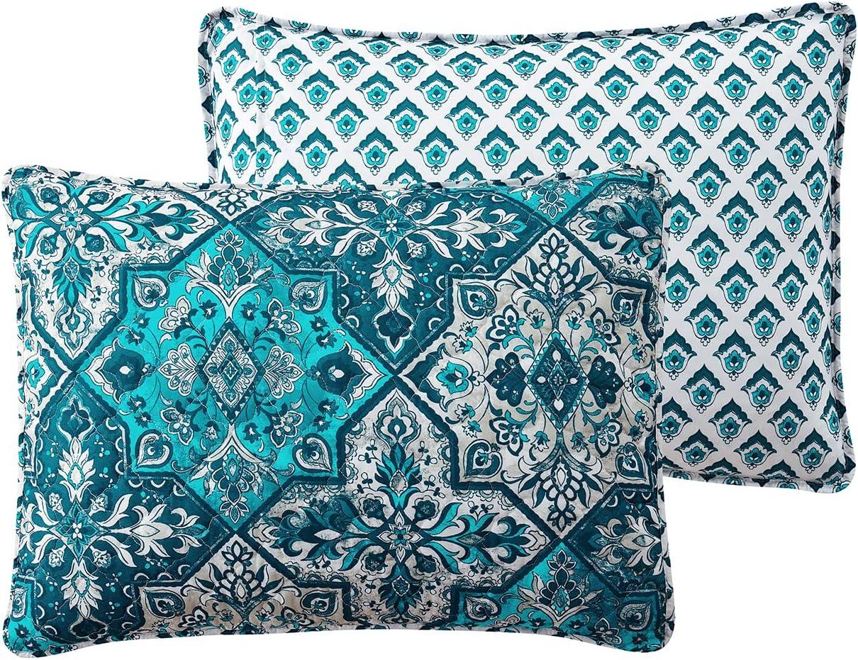 VCNY 2pc Twin Denim Boho Medallion Reversible Quilt Set: Microfiber, Hypoallergenic, No Fill