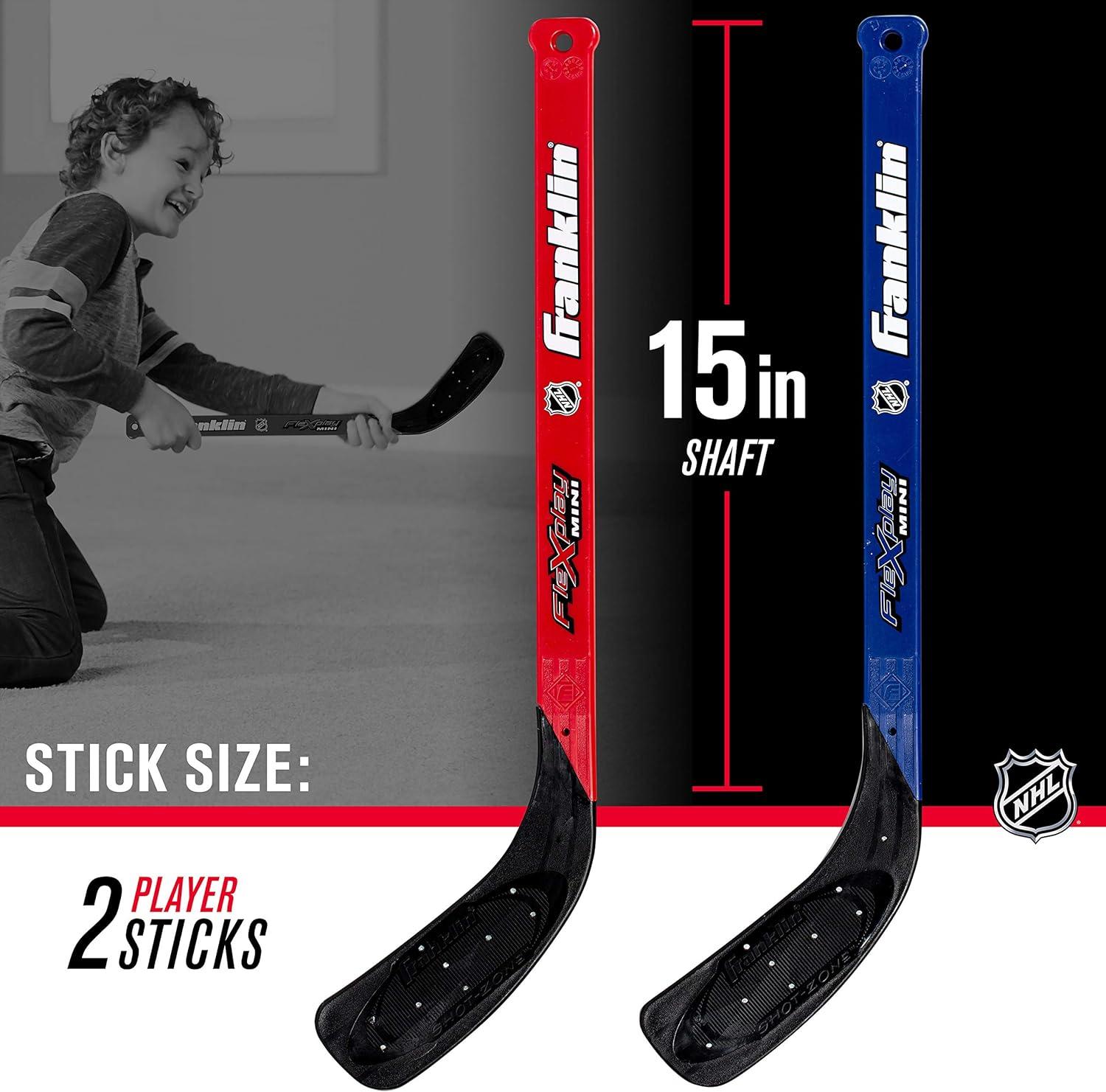 Franklin Sports NHL Mini Hockey Flex Stick and Ball Set - Play Knee Hockey Anytime Anywhere - Kids Toy Set - Includes 2 Mini Sticks + 2 Foam Balls